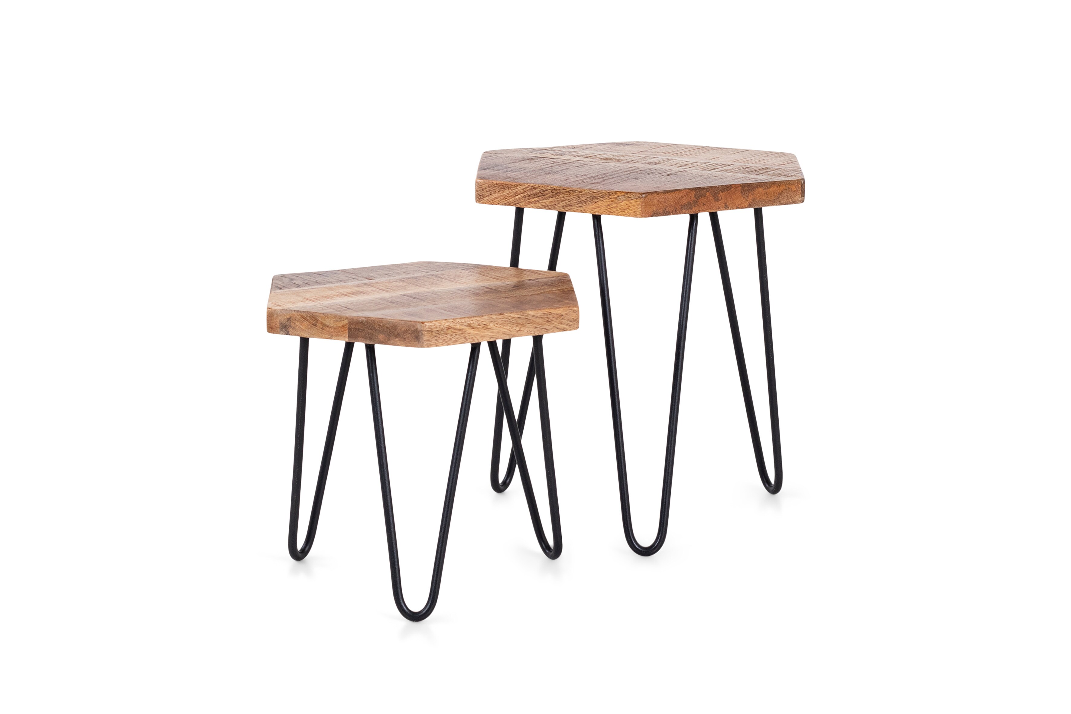 byLIVING Zweisatztisch ELEA, B 45x40 cm, H 45/55 cm, Mangoholz natur/schwarz 