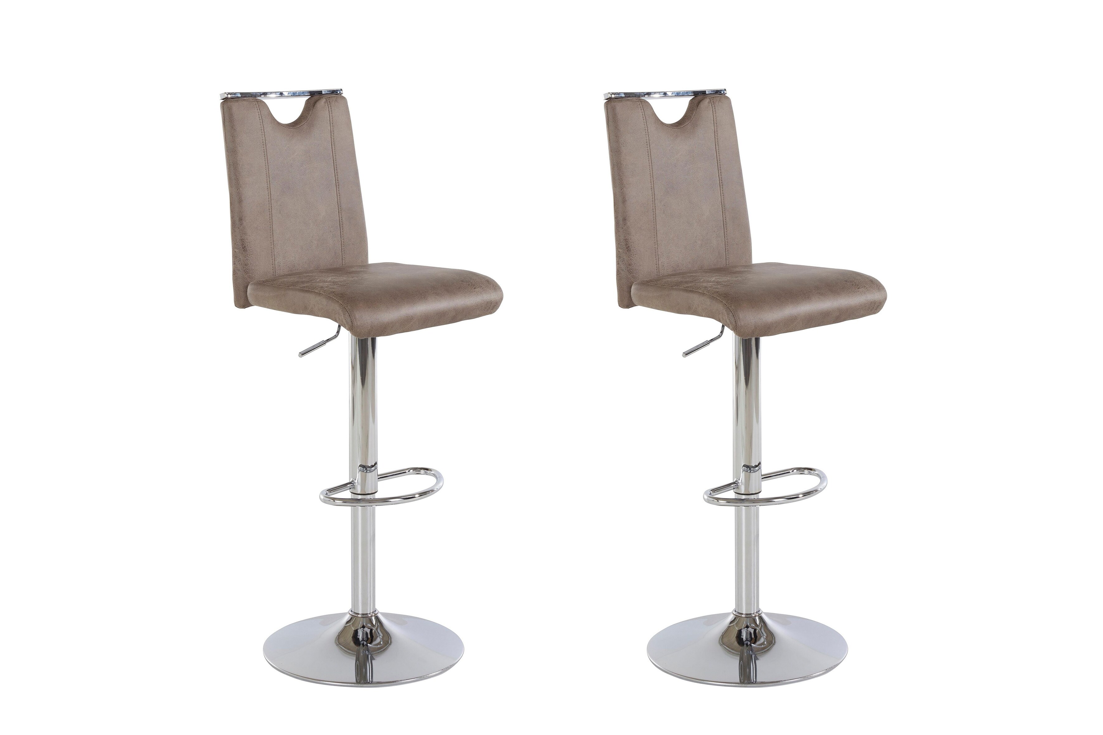 byLIVING Barhocker FIRE, 2-er Set, Bezug braun, Gestell chrom, 360&deg; drehbar 