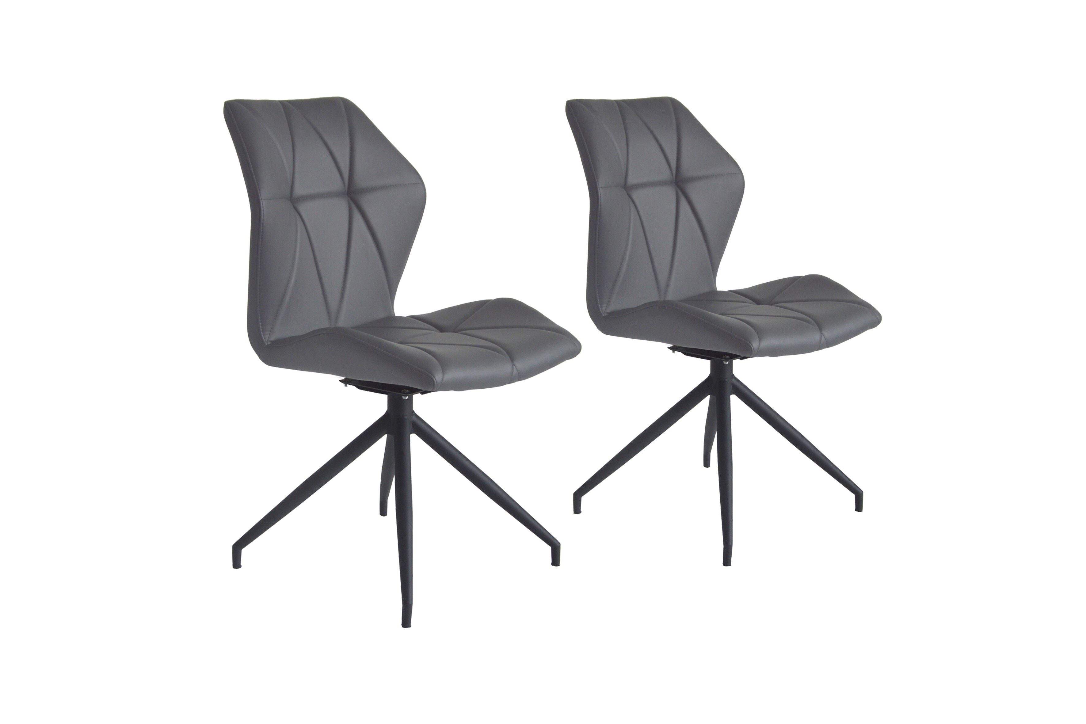 byLIVING Esszimmerstuhl IMKE, 2-er Set, Kunstleder grau, Gestell Metall schwarz 