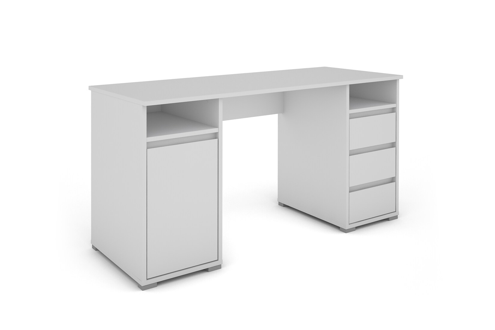 byLIVING Schreibtisch LOBO, Breite 138 cm, weiß, 2 offenen Fächern, 3 Schubladen