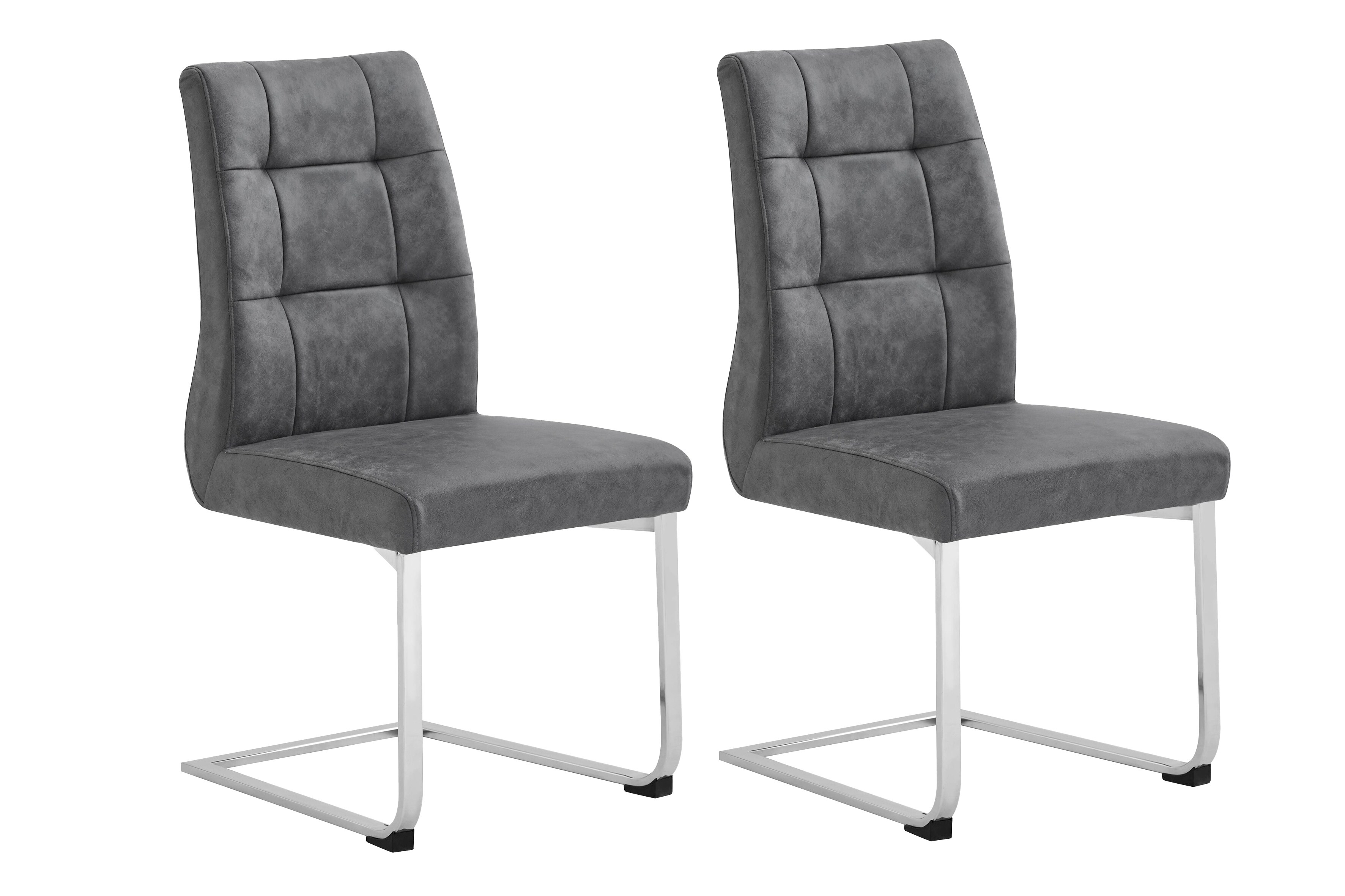 byLIVING Esszimmerstuhl MARLEN-XXL, 2-er Set, Bezug anthrazit, Gestell verchromt 