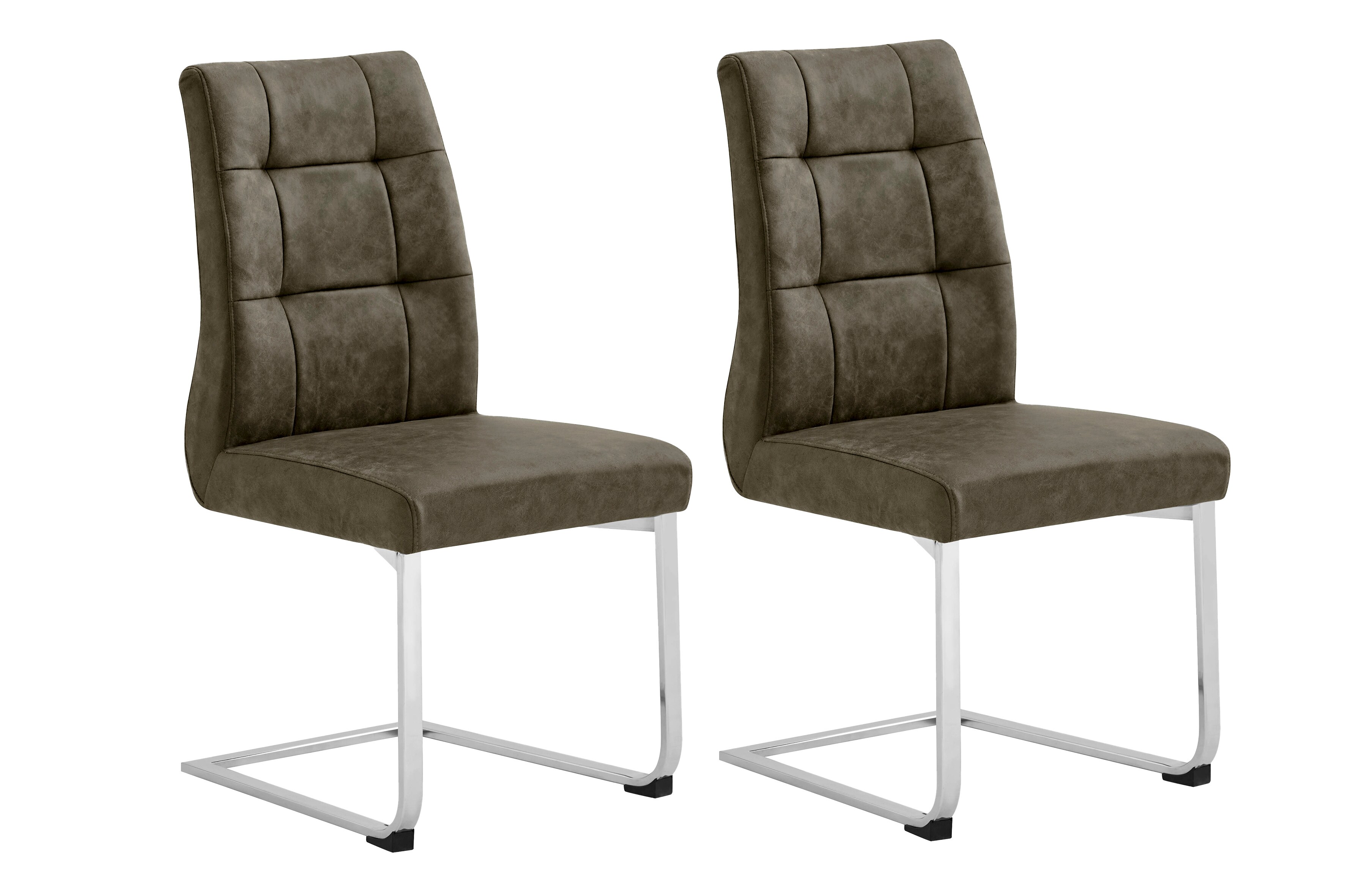 byLIVING Esszimmerstuhl MARLEN-XXL, 2-er Set, Bezug braun, Gestell verchromt 