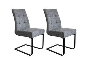 byLIVING Esszimmerstuhl MARLEN-XXL, 2er Set, Webstoff dunkelgrau, Gestell schwarz 