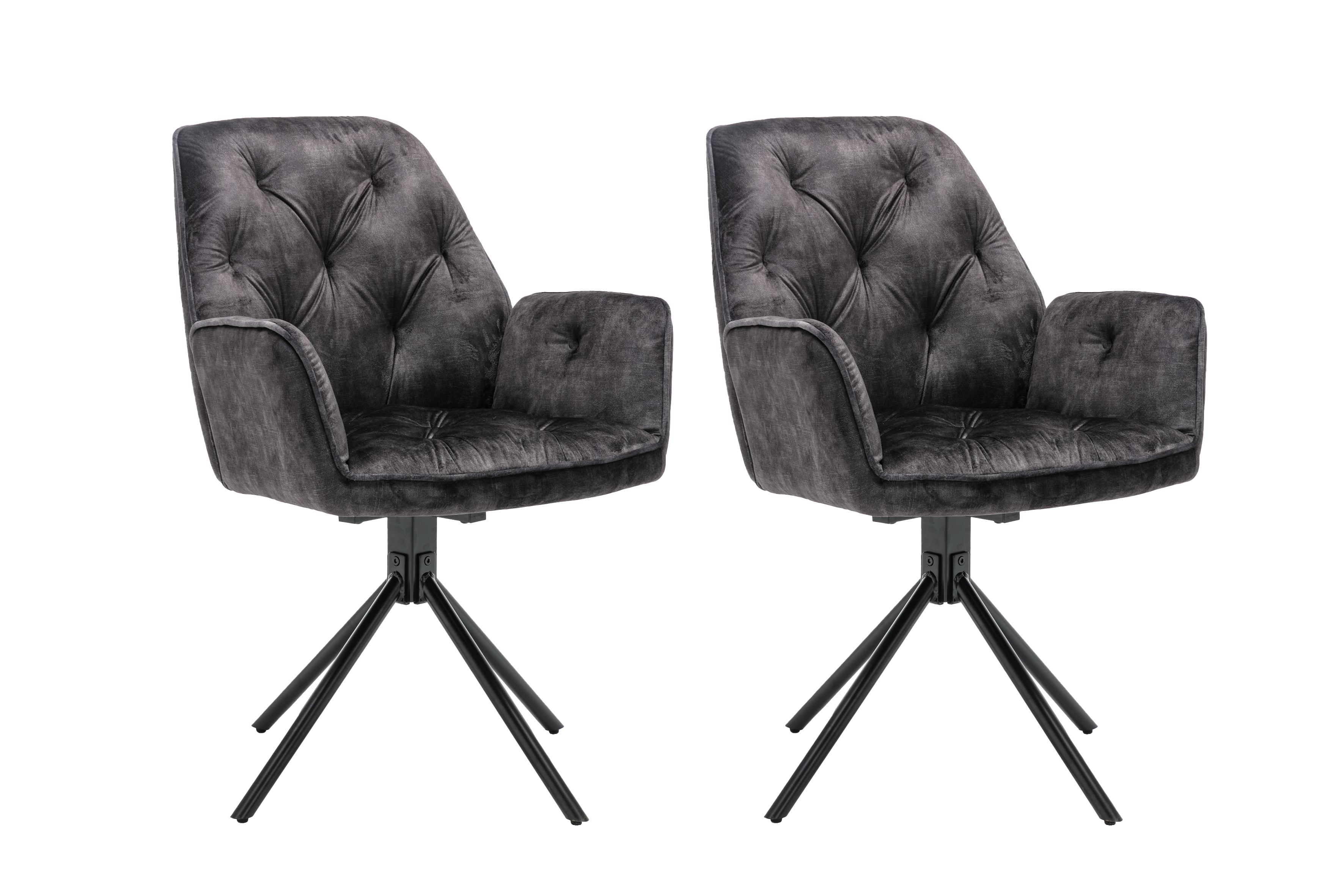 byLIVING Esszimmerstuhl SARINA, 2-er Set, Samtbezug anthrazit, Gestell schwarz 