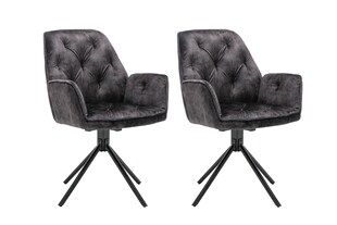 byLIVING Esszimmerstuhl SARINA, 2-er Set, Samtbezug anthrazit, Gestell schwarz 