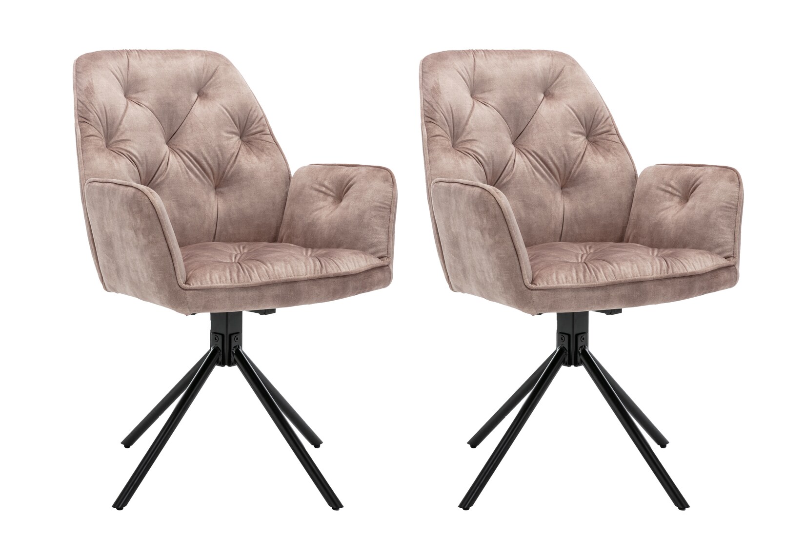 byLIVING Esszimmerstuhl SARINA, 2-er Set, Samtbezug beige, Gestell schwarz