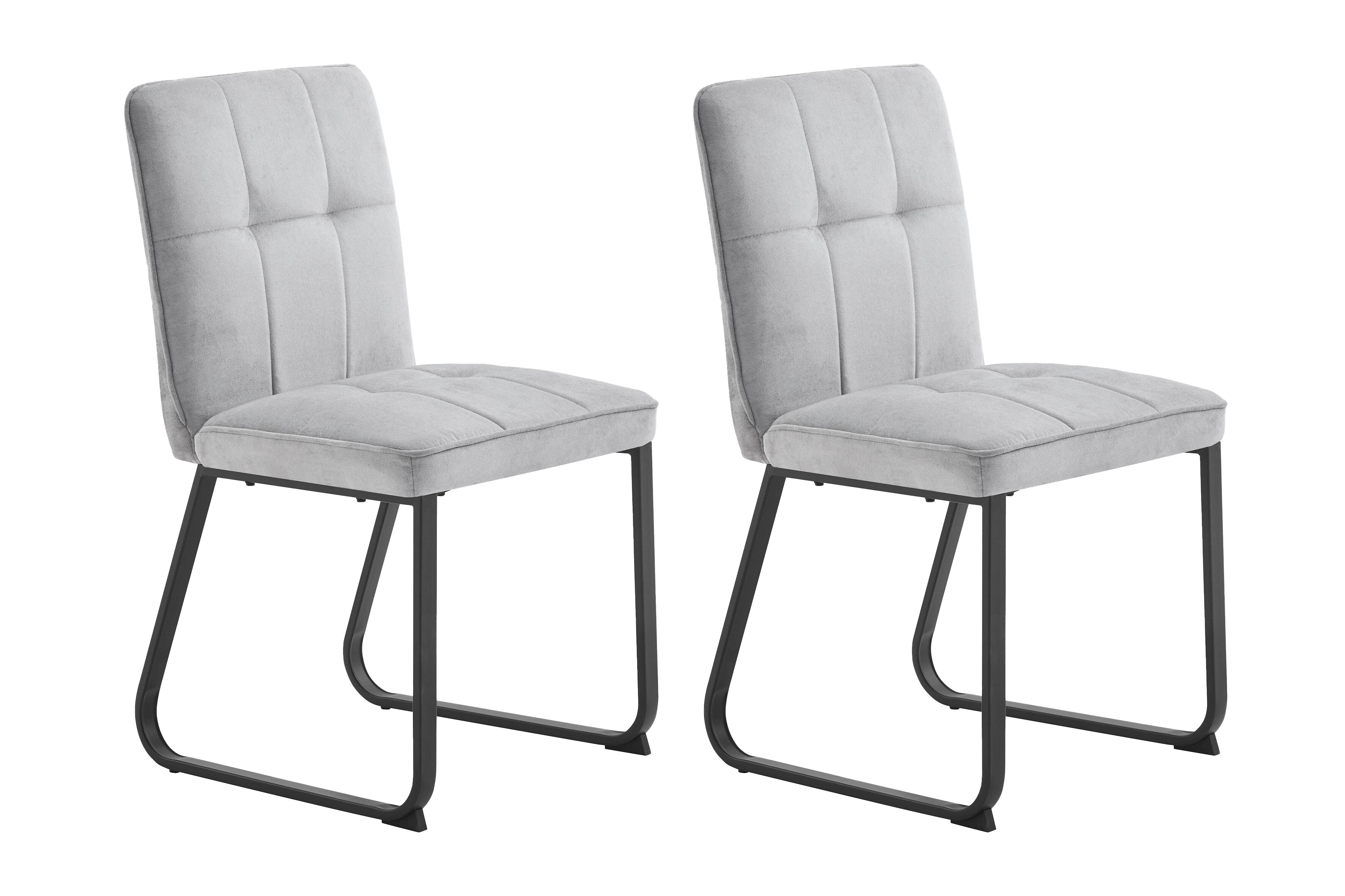 byLIVING Esszimmerstuhl TALEA, 2-er Set, Bezug hellgrau, Gestell Metall schwarz 