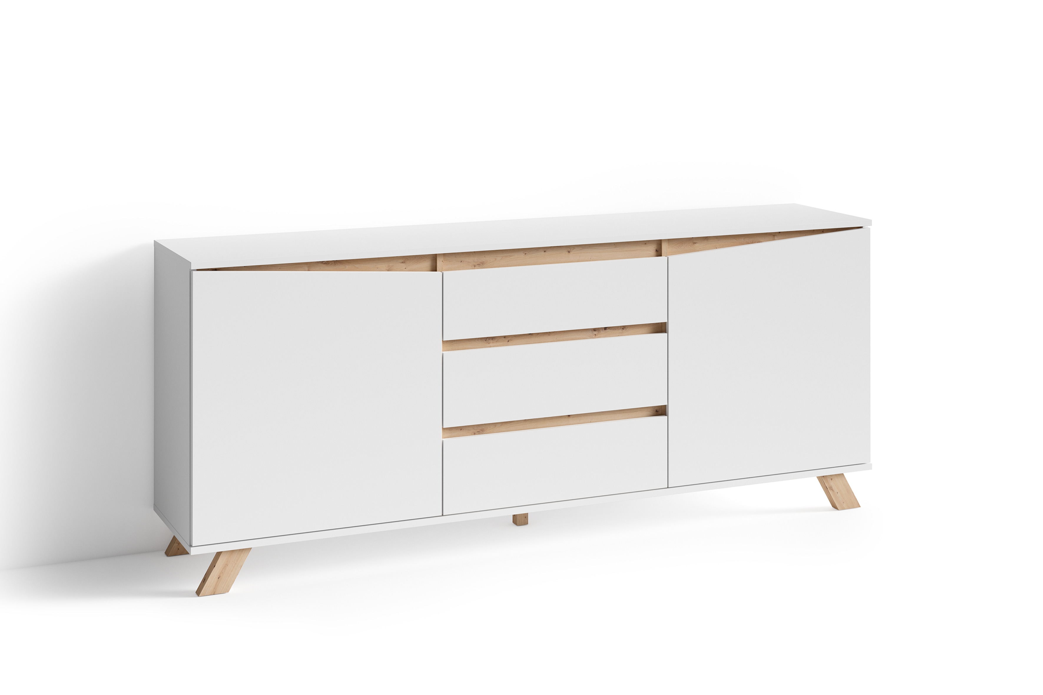 byLIVING Sideboard VALENTIN, Breite 180 cm, wei&szlig;/Artisan Eiche (Eiche-Optik) 