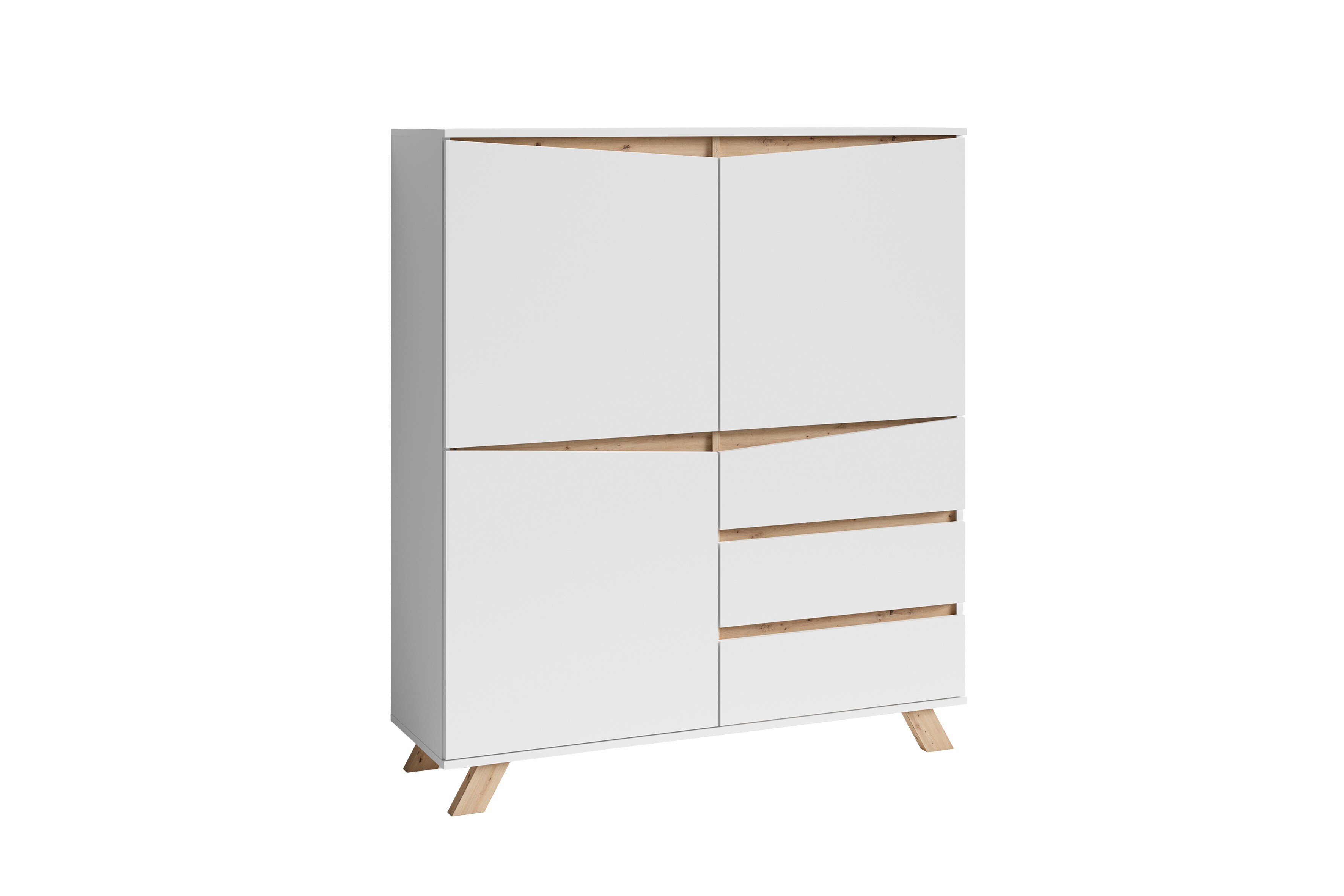 byLIVING Highboard VALENTIN, Breite 120 cm, wei&szlig;/Artisan Eiche (Eiche-Optik) 