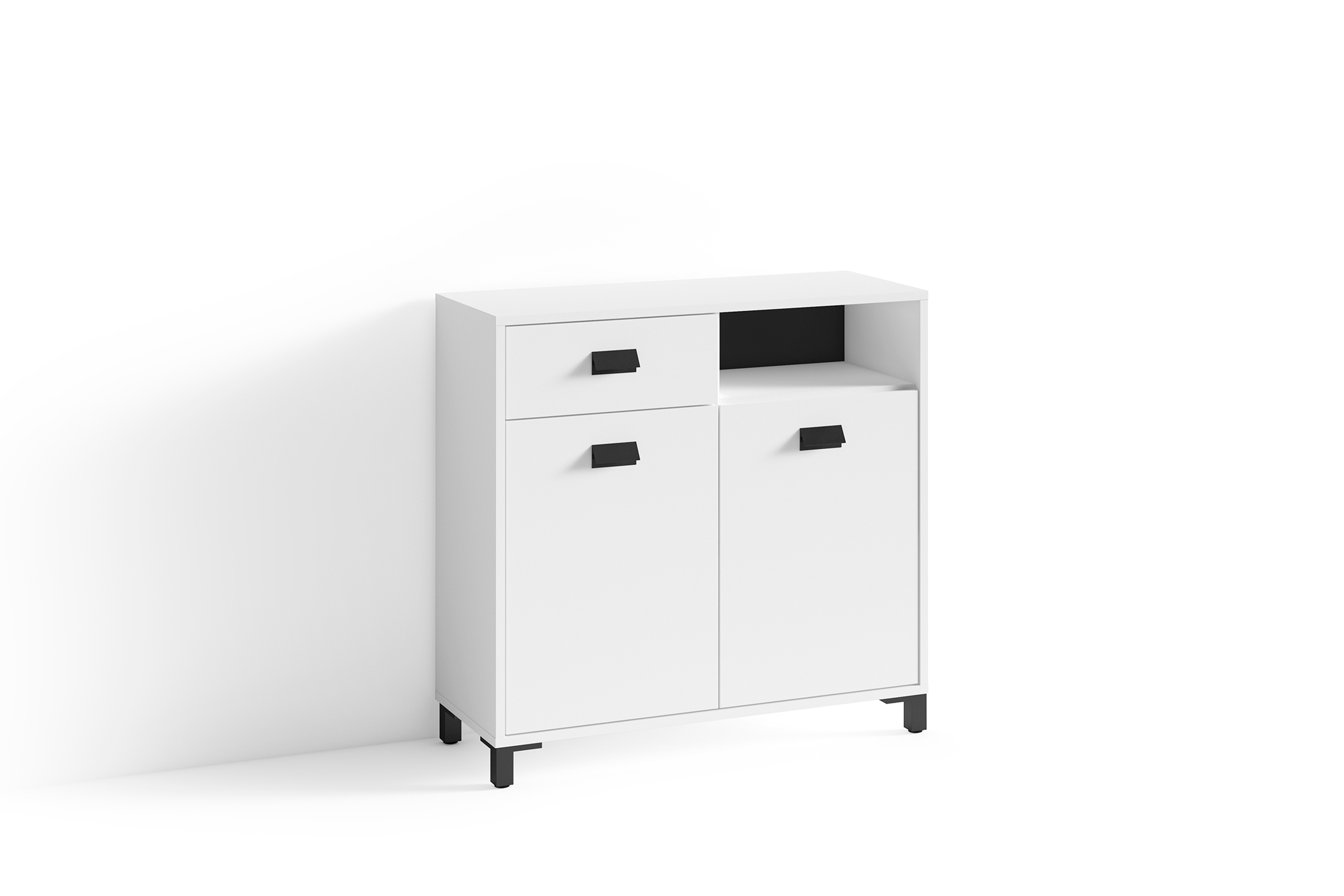 byLIVING Badezimmer Kommode WELLNESS, Breite 80,5 cm, wei&szlig;/schwarz 