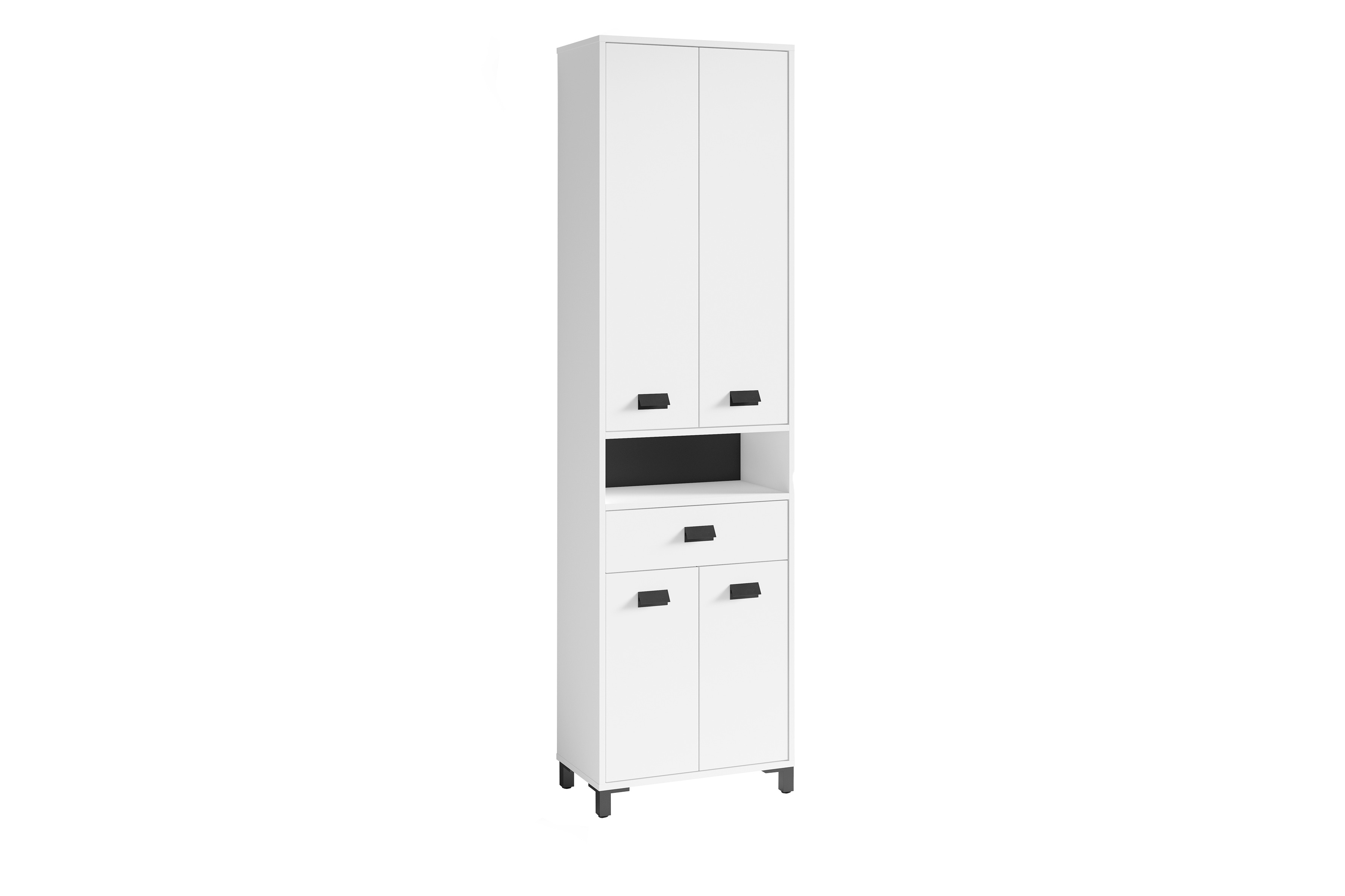 byLIVING Badezimmer Hochschrank WELLNESS, Breite 54 cm, wei&szlig;/schwarz 