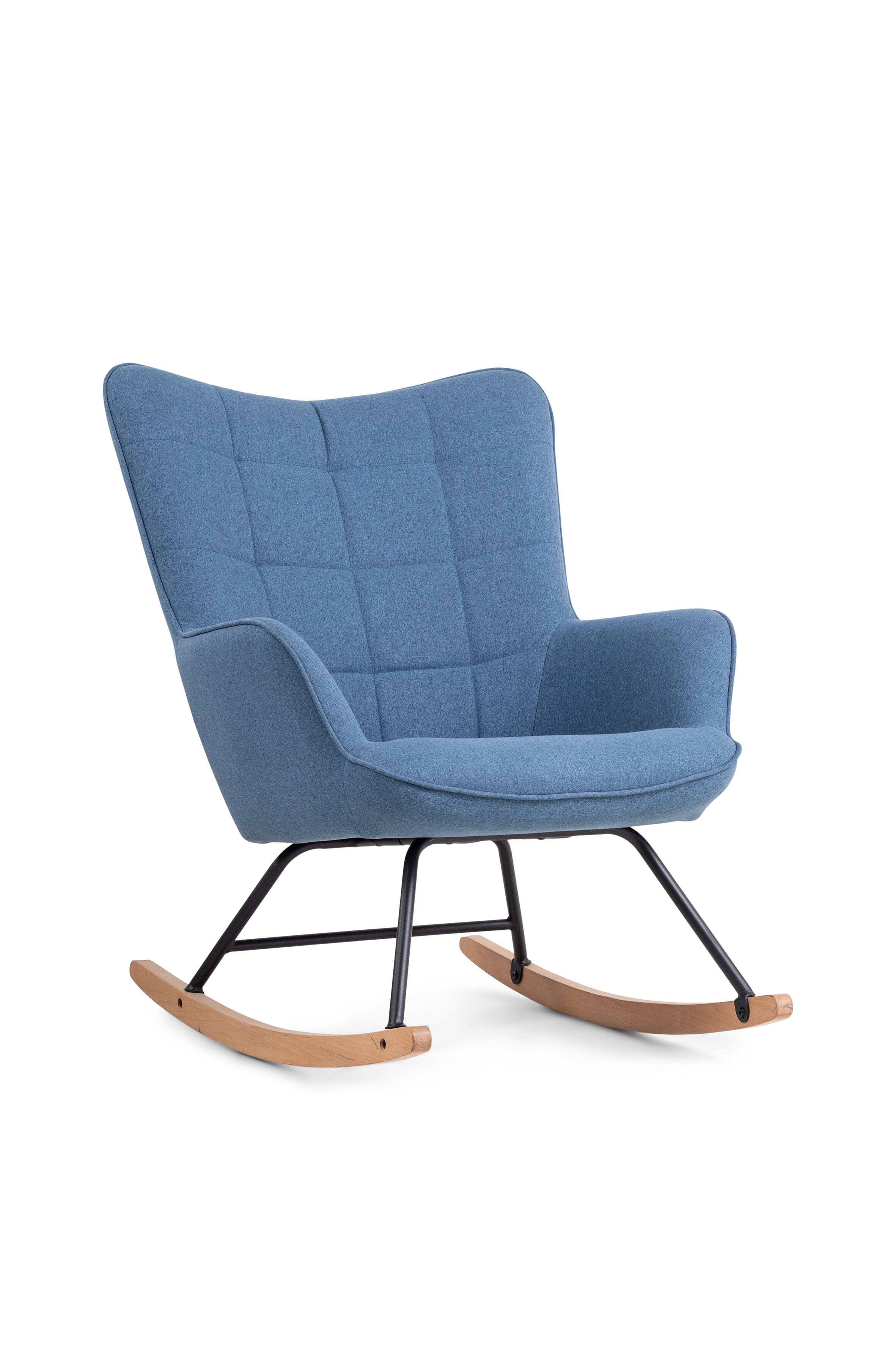 byLIVING Schaukelstuhl RICHIE, Webstoffbezug blau, Gestell Metall schwarz 