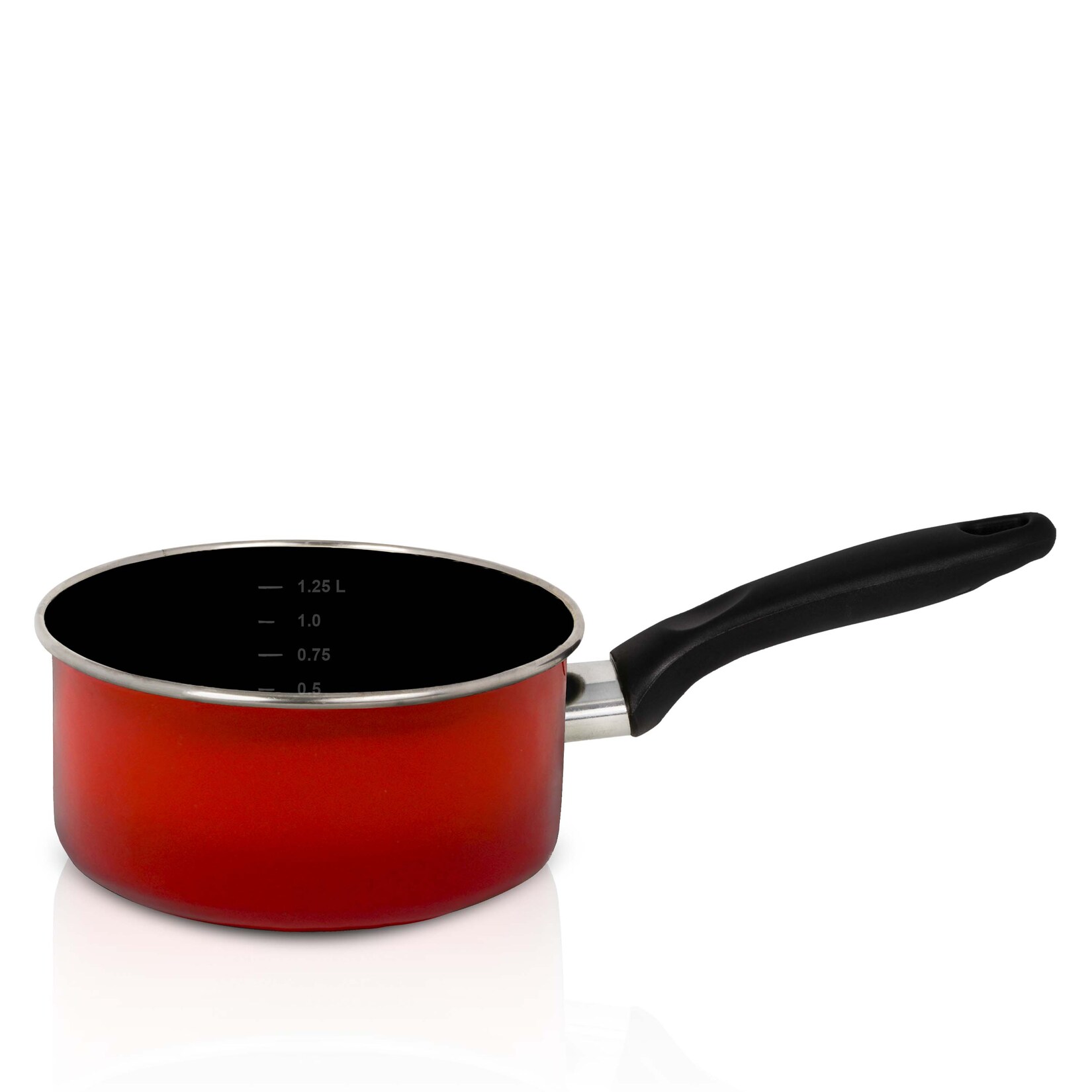 Emaille Stieltopf rom mit Chromrand, Ø16 cm, Inh.