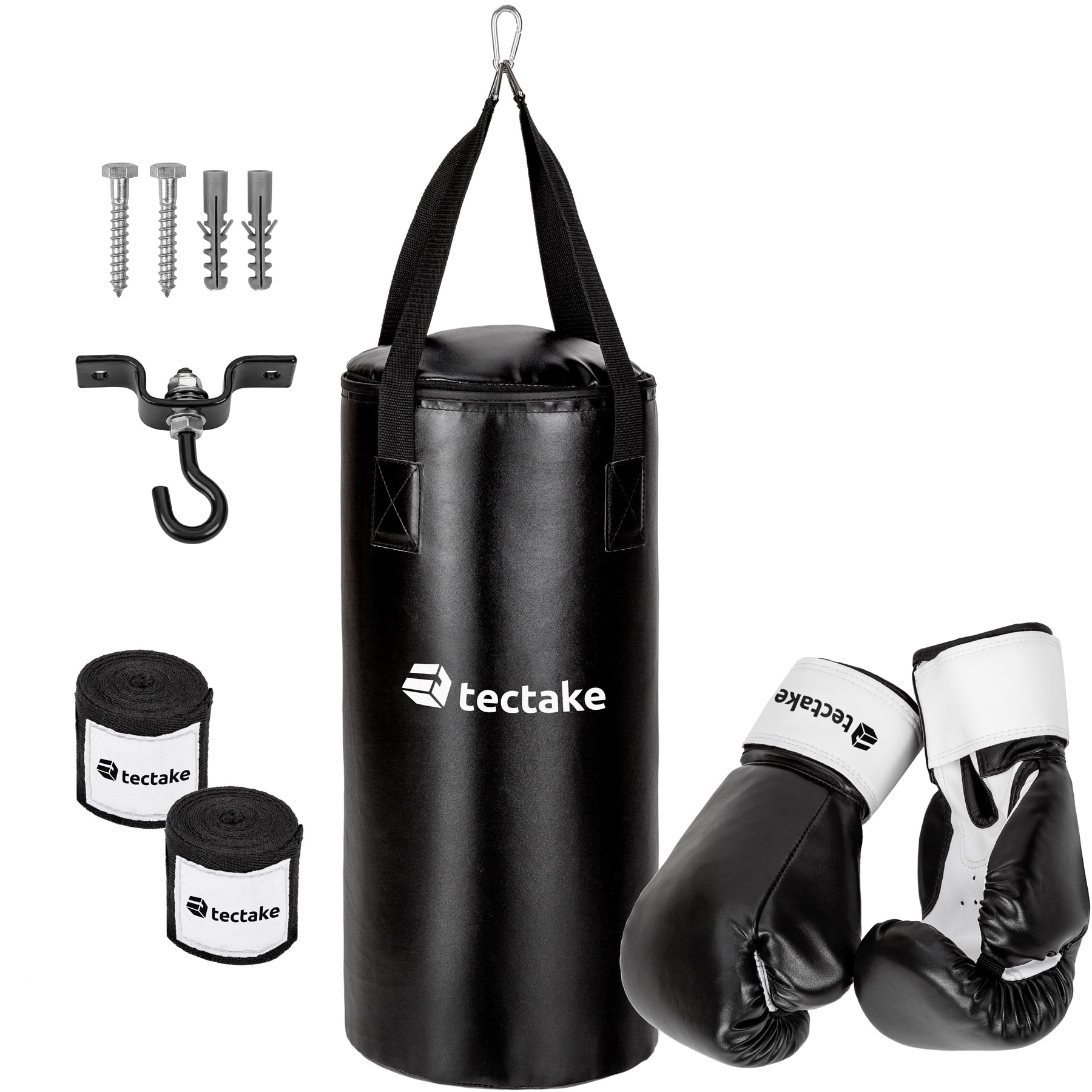 tectake&reg; Boxsack-Set, gef&uuml;llt, h&auml;ngend, 26 x 56 cm, inklusive 6 oz Boxhandschuhe und Bandagen 
