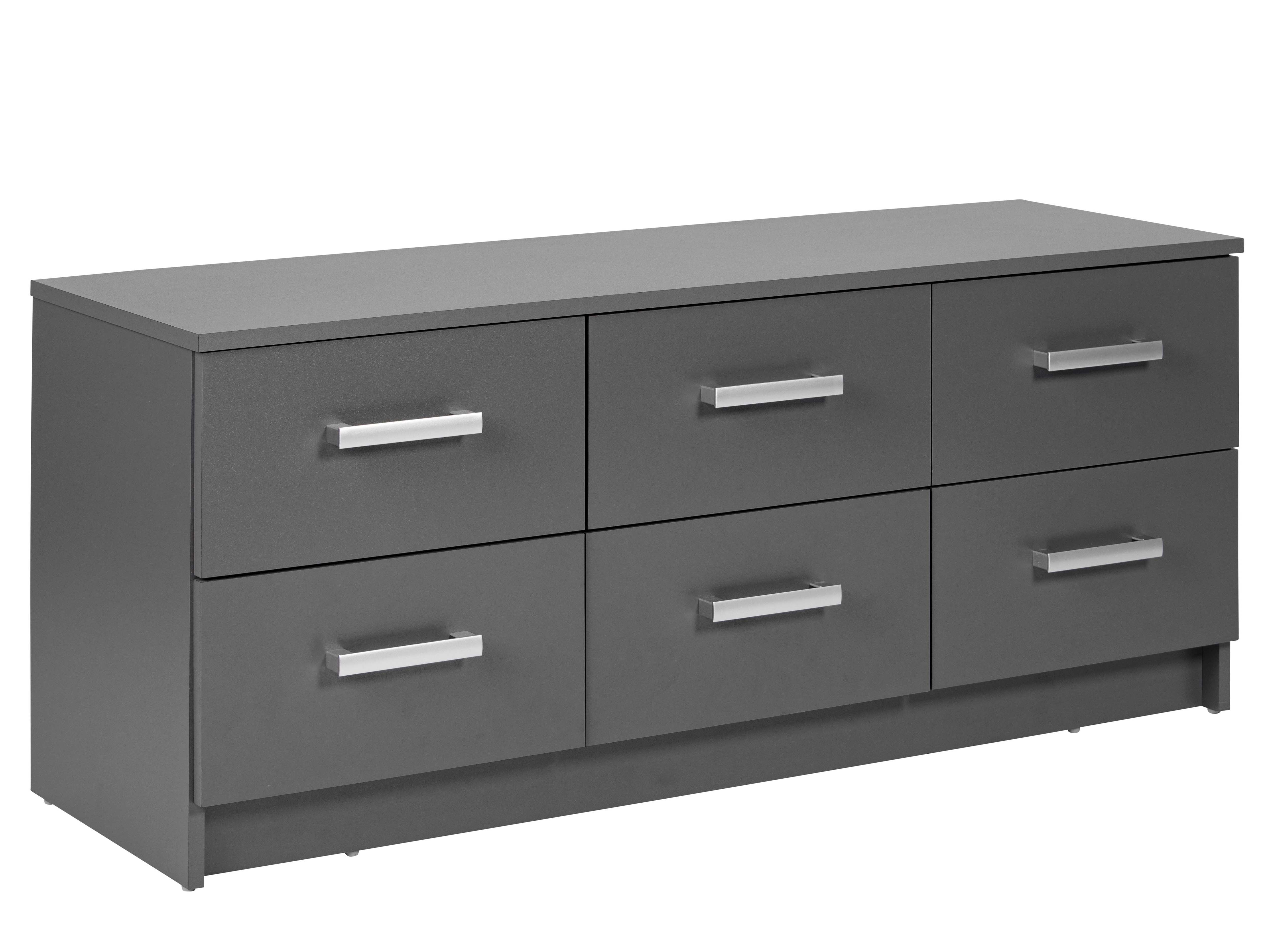Inter Link Kommode Lowboard Elenzio 6 Schubladen grau 
