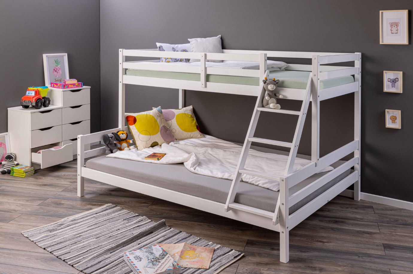 Inter Link Etagenbett Sleepy Cloud 90x200 cm und 140x200 cm - Kiefer Massivolz 