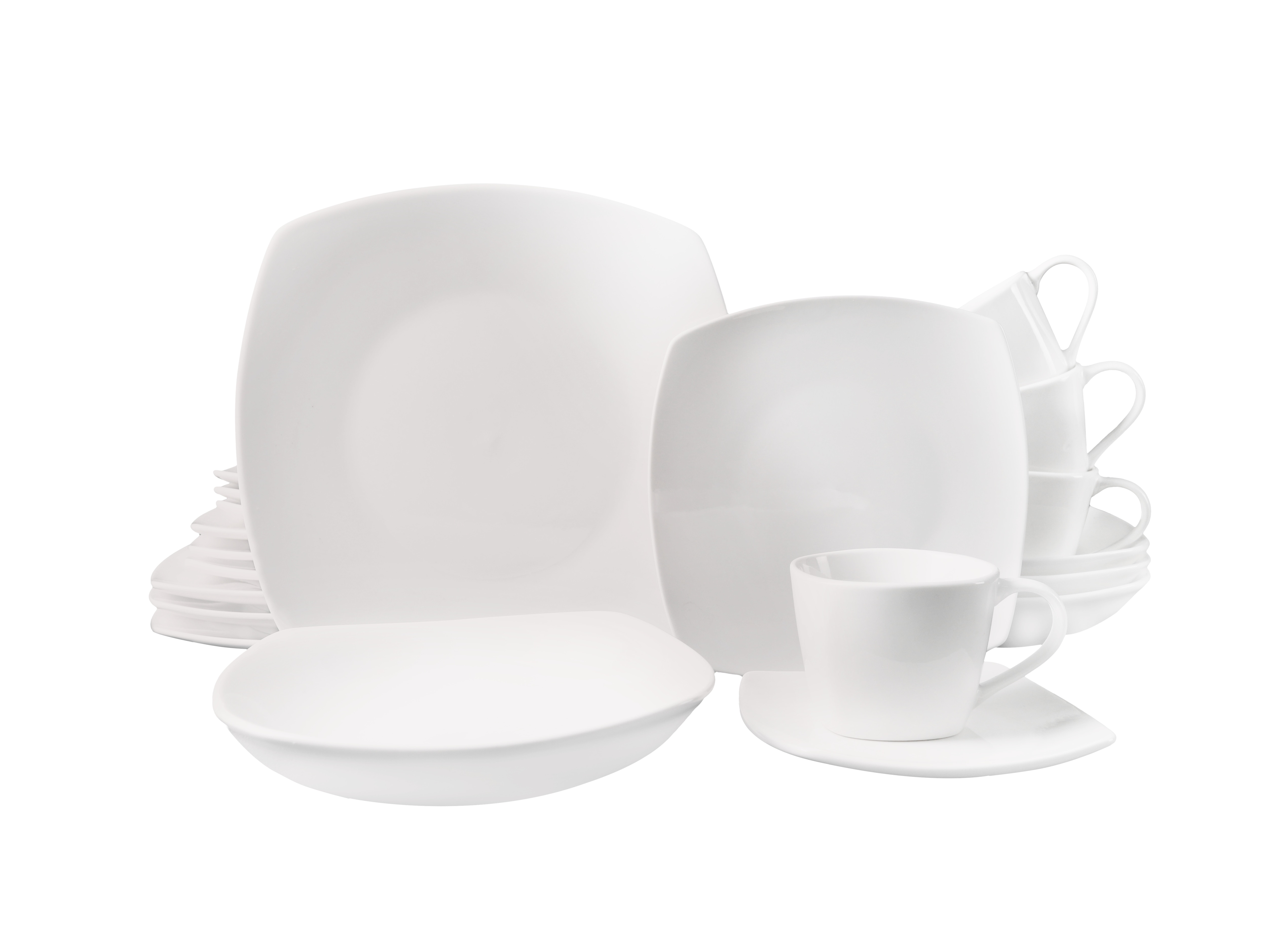 Echtwerk 20-teiliges Kombiservice "Classic" Modern-Design, Elegantes wei&szlig;es Geschirrset aus Porzellan mit 4 x Speiseteller, 4 x Beilagenteller, 4 x Suppenteller, 4 x Teetassen, 4 x Untertassen 