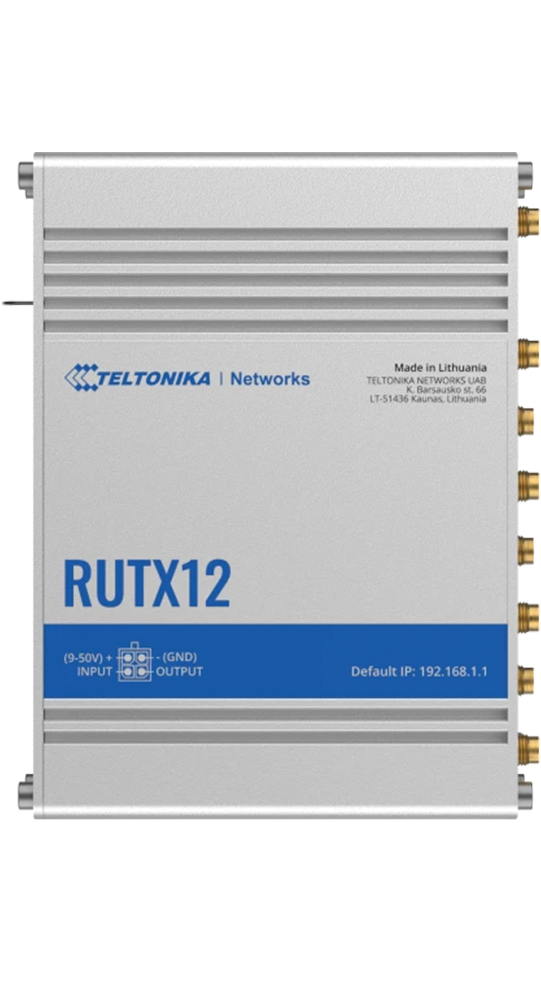 Teltonika RUTX12 Dual LTE CAT 6 Industrieller Mobilfunk-Router Silber 