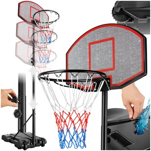 tectake® Basketballkorb, freistehend, mit Rückwand und Ständer, Korbhöhe 178 – 213 cm, rollbar 