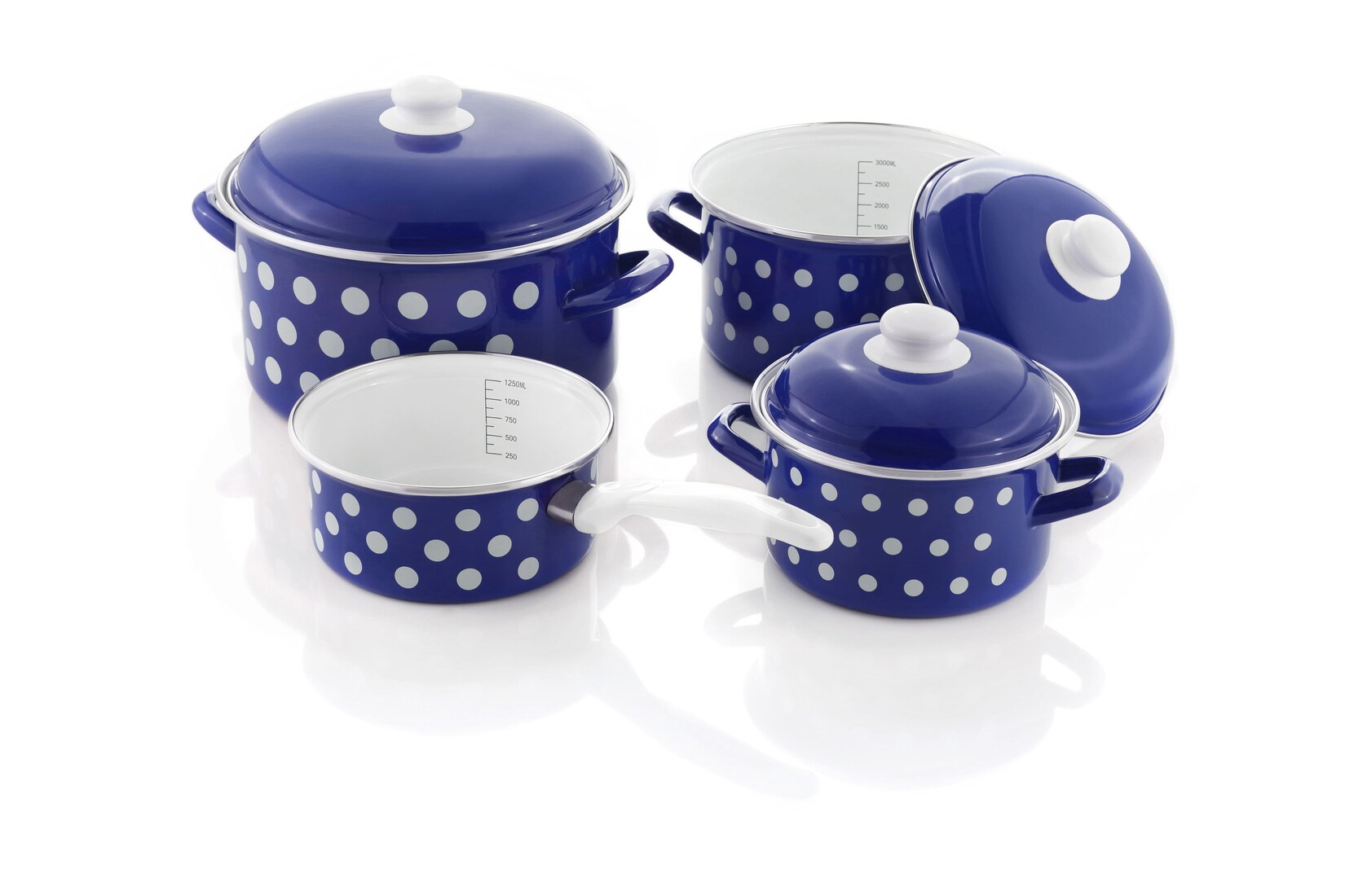 Kochtopf-Set Pünktchen 7-tlg. blau-weiß