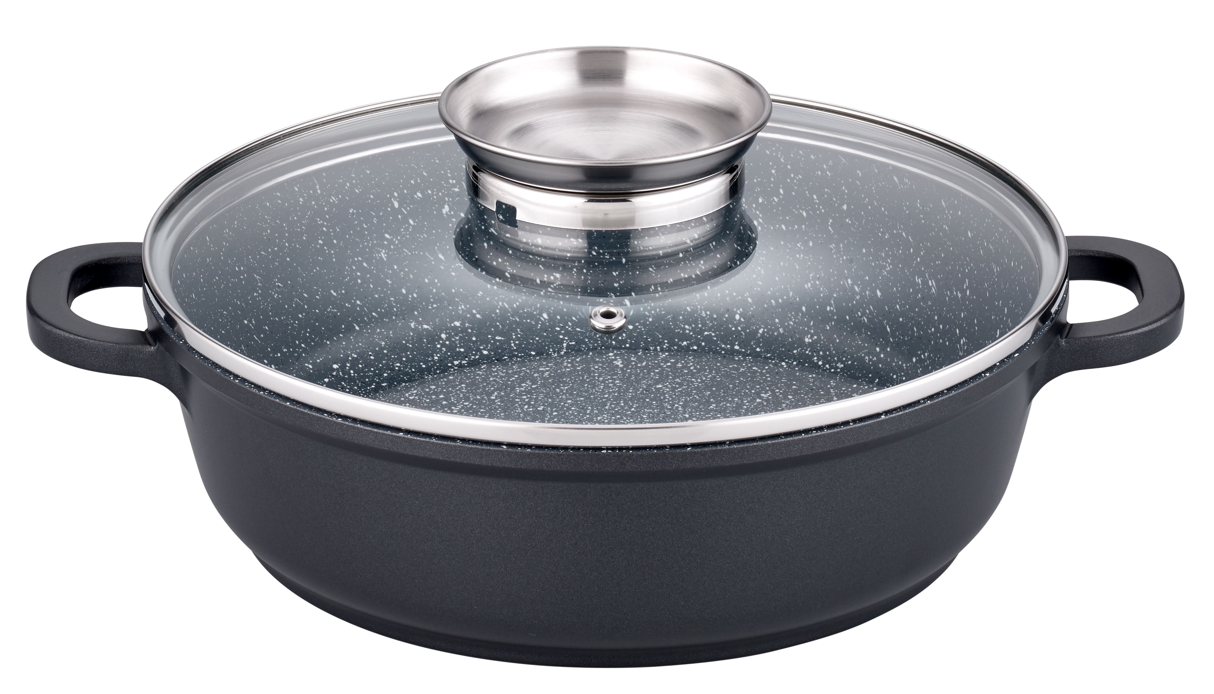 GSW Servierpfanne Gourmet Granit 24cm mit Glasdeckel 