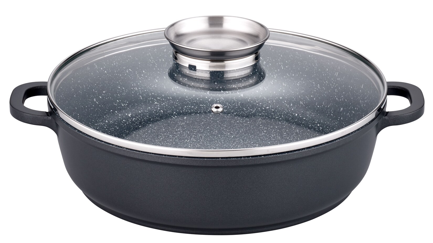 Servierpfanne Gourmet Granit 28cm mit Glasdeckel
