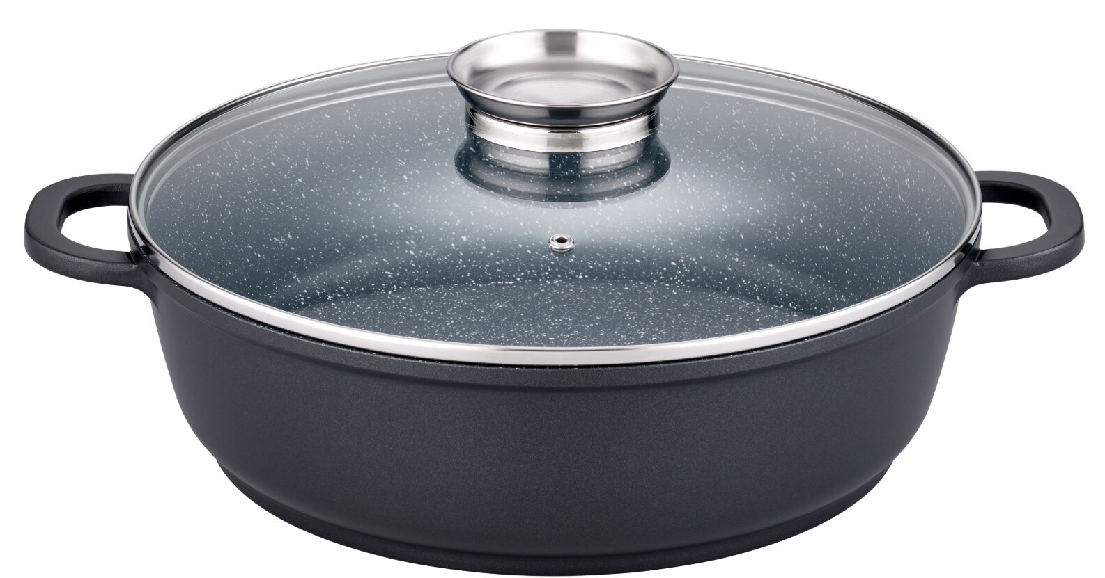Servierpfanne Gourmet Granit 32cm mit Glasdeckel