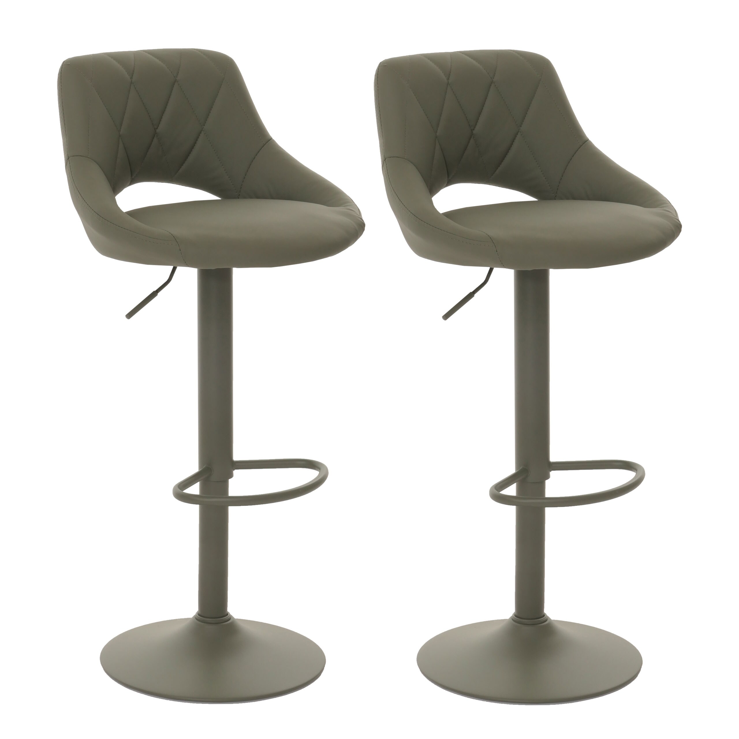 2er-Set Barhocker MCW-N64, Barstuhl Tresenhocker, Fu&szlig;ablage drehbar, Kunstleder Metall ~ gr&uuml;n 