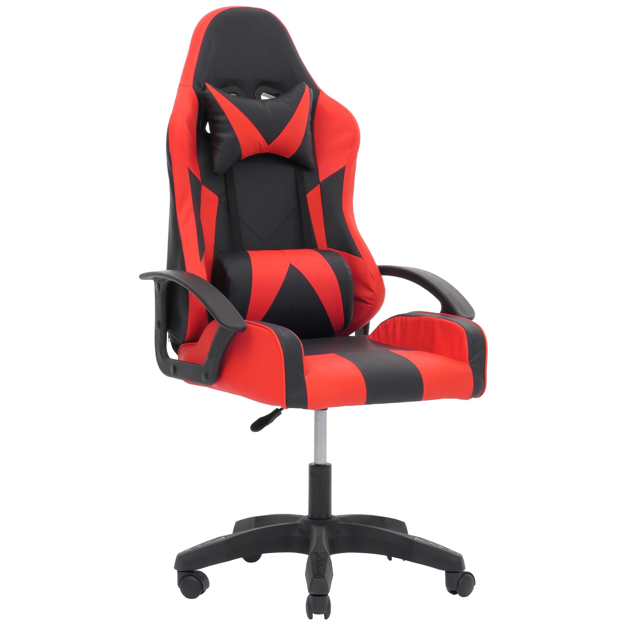 B&uuml;rostuhl MCW-N63, Schreibtischstuhl Gamingstuhl Chefsessel B&uuml;rosessel, 180kg belastbar, Kunstleder schwarz/rot 