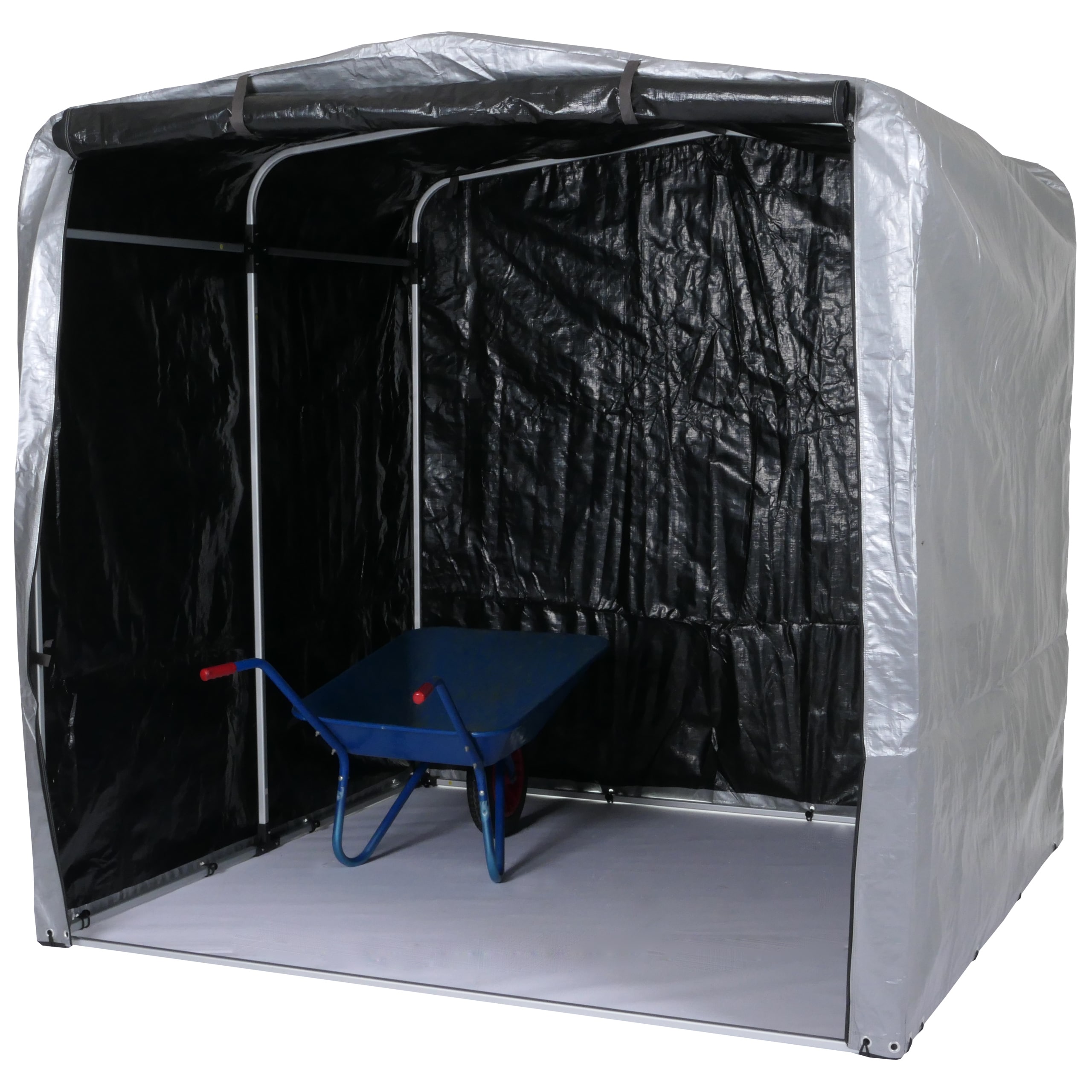 Ger&auml;tehaus MCW-N61, Gartenschuppen Ger&auml;teschuppen Gartenhaus, Alu UV-Schutz wasserfest, 201x201x201cm ~ silber 