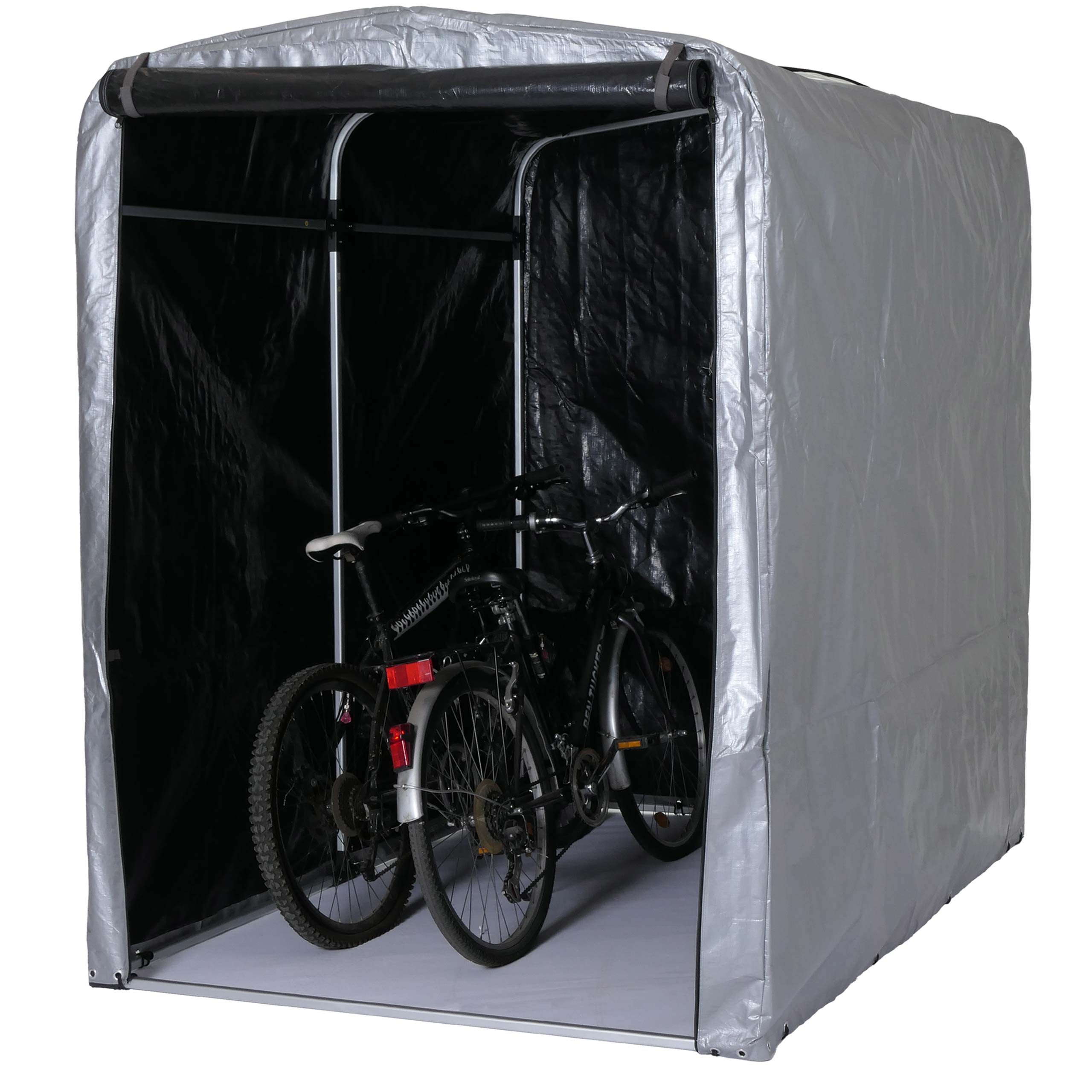 Fahrradgarage MCW-N61, Foliengarage Aufbewahrungsgarage Garagenzelt, Alu UV-Schutz wasserfest, 201x157x201cm ~ silber 