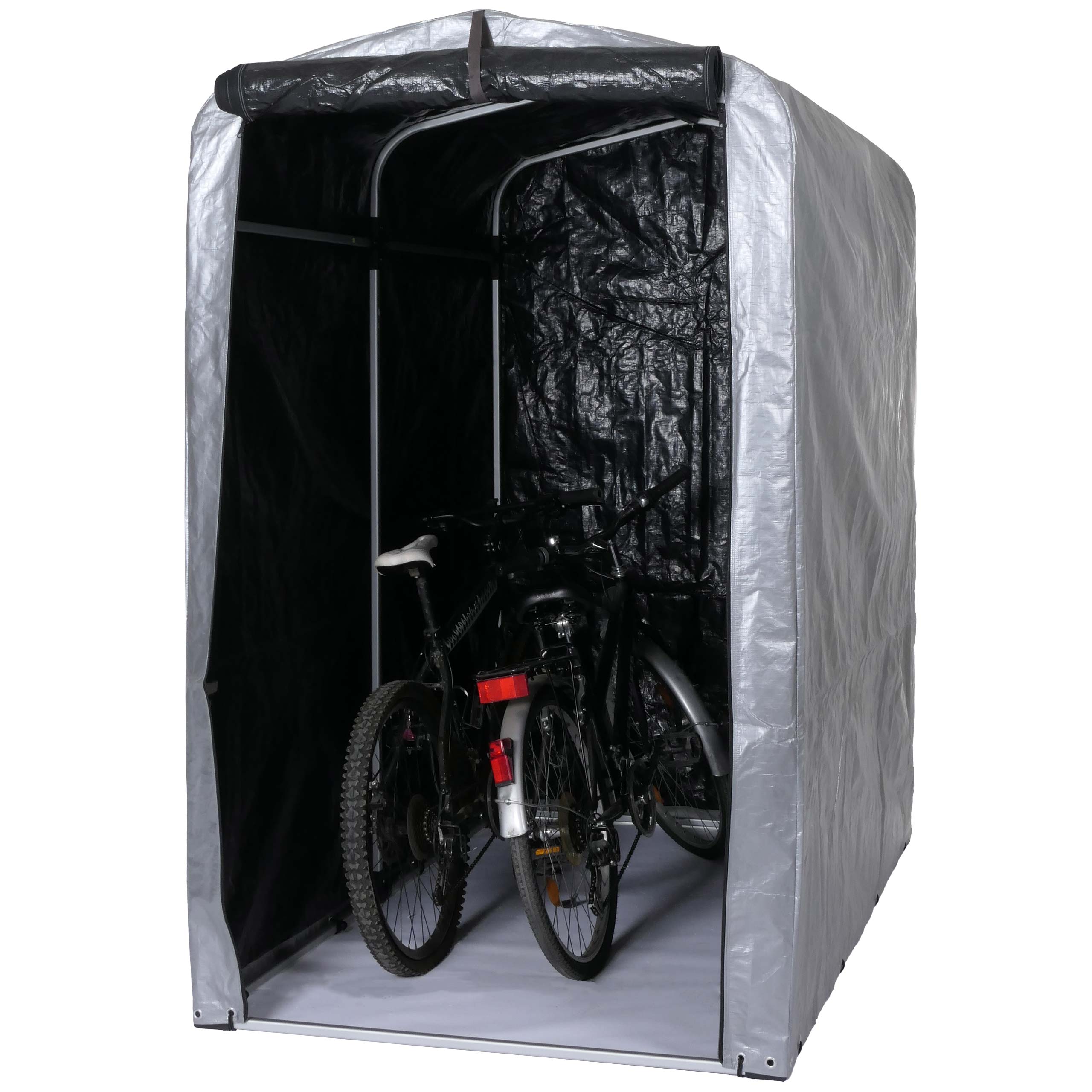 Fahrradgarage MCW-N61, Foliengarage Aufbewahrungsgarage Garagenzelt, Alu UV-Schutz wasserfest, 201x121x201cm ~ silber 