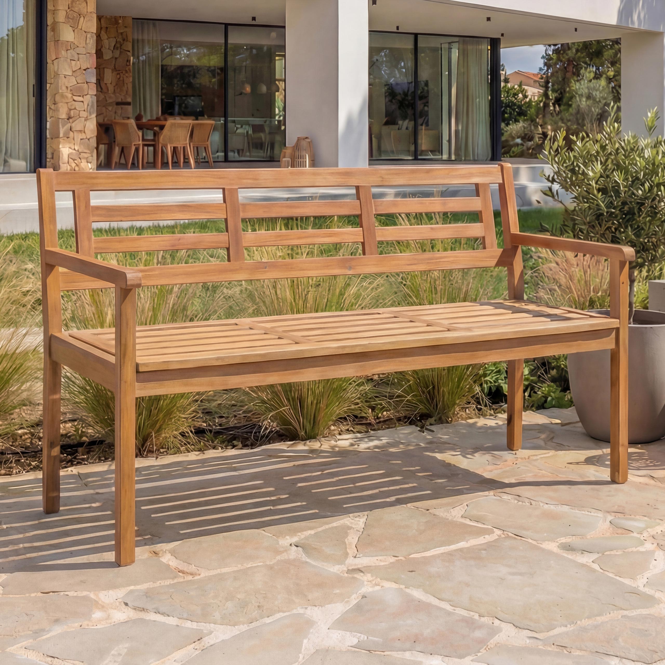 Gartenbank MCW-N47, Sitzbank Parkbank Holzbank, Massiv-Holz Akazie MVG-zertifiziert ~ ohne Kissen 