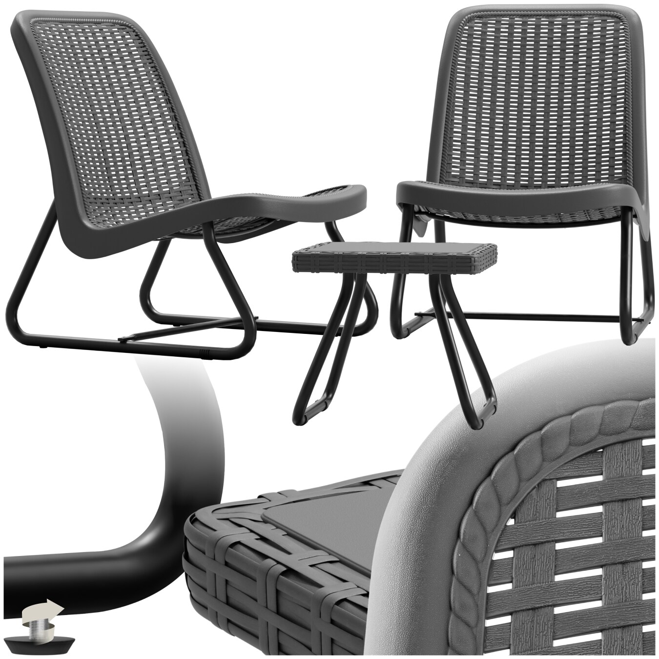 tectake&reg; Sitzgruppe, f&uuml;r 2 Personen in Rattanoptik, UV-best&auml;ndig, Belastbarkeit Stuhl 120 kg, Schraubf&uuml;&szlig;e 