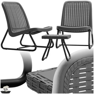 tectake® Sitzgruppe, für 2 Personen in Rattanoptik, UV-beständig, Belastbarkeit Stuhl 120 kg, Schraubfüße 