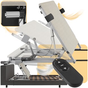 tectake® Elektrische Rückenlehne, stufenlos verstellbare Höhe, Breite und Länge, Belastbarkeit 90 kg, Polyesterbezug, 110 x 243 x 62 cm 