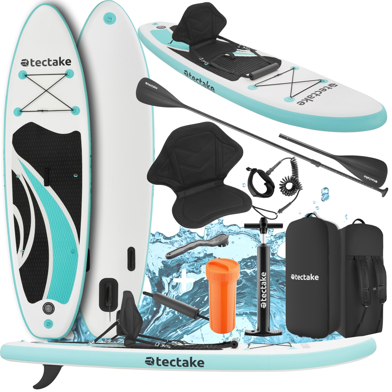 tectake&reg; Stand-Up Paddle Board, 2in1, aus Drop-Stitch Material, Belastbarkeit 200 kg, 288 x 77 x 22,5 cm 