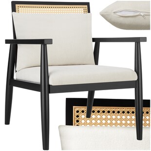 tectake® Loungesessel, dick gepolstert, mit extra Rückenkissen, große Rückenlehne mit Wiener Geflecht, 67 x 70 x 82 cm 