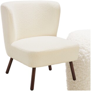 tectake® Teddy-Cocktailsessel, gepolstert, mit Bouclé-Bezug, runde Stahlbeine in Holzoptik, 62 x 73 x 74 