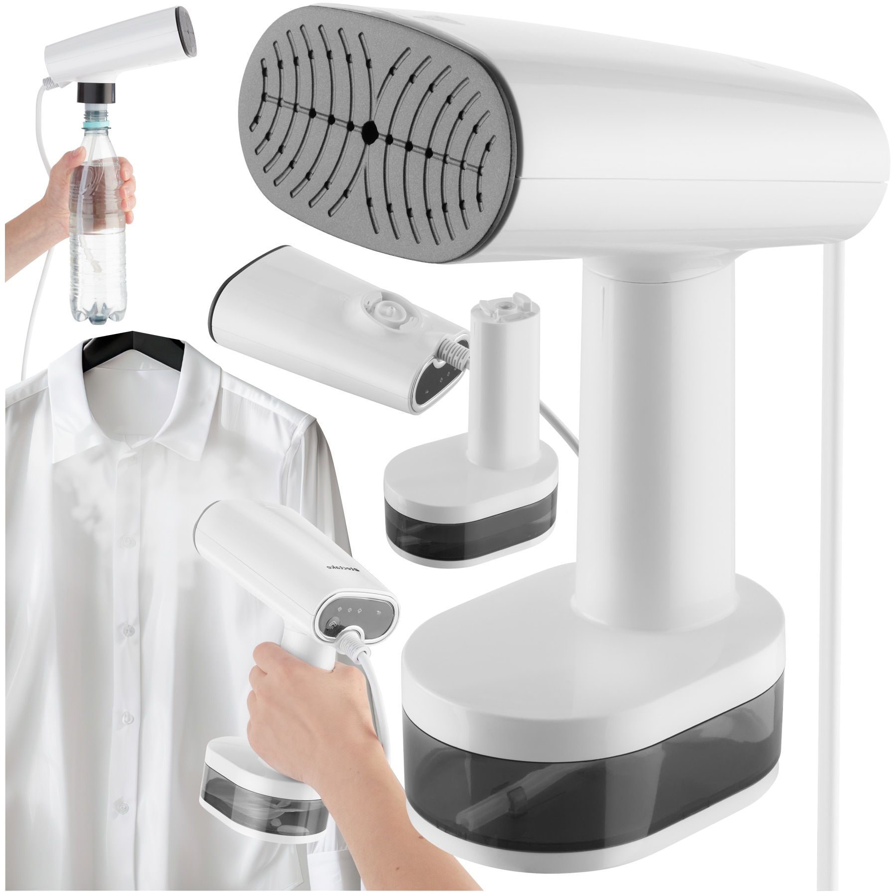 tectake&reg; Dampfgl&auml;tter, 3 Dampfmodi und Trockenb&uuml;gelfunktion, Aluminium-Heizplatte, textilschonend, LCD-Display, 15 x 9,5 x 23 cm 