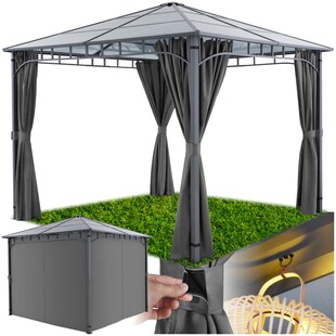 tectake® Gartenpavillon, mit Aluminiumgestell, pulverbeschichtet, lichtdurchlässiges Dach aus Polycarbonat-Platten, inklusive 8 Heringen 