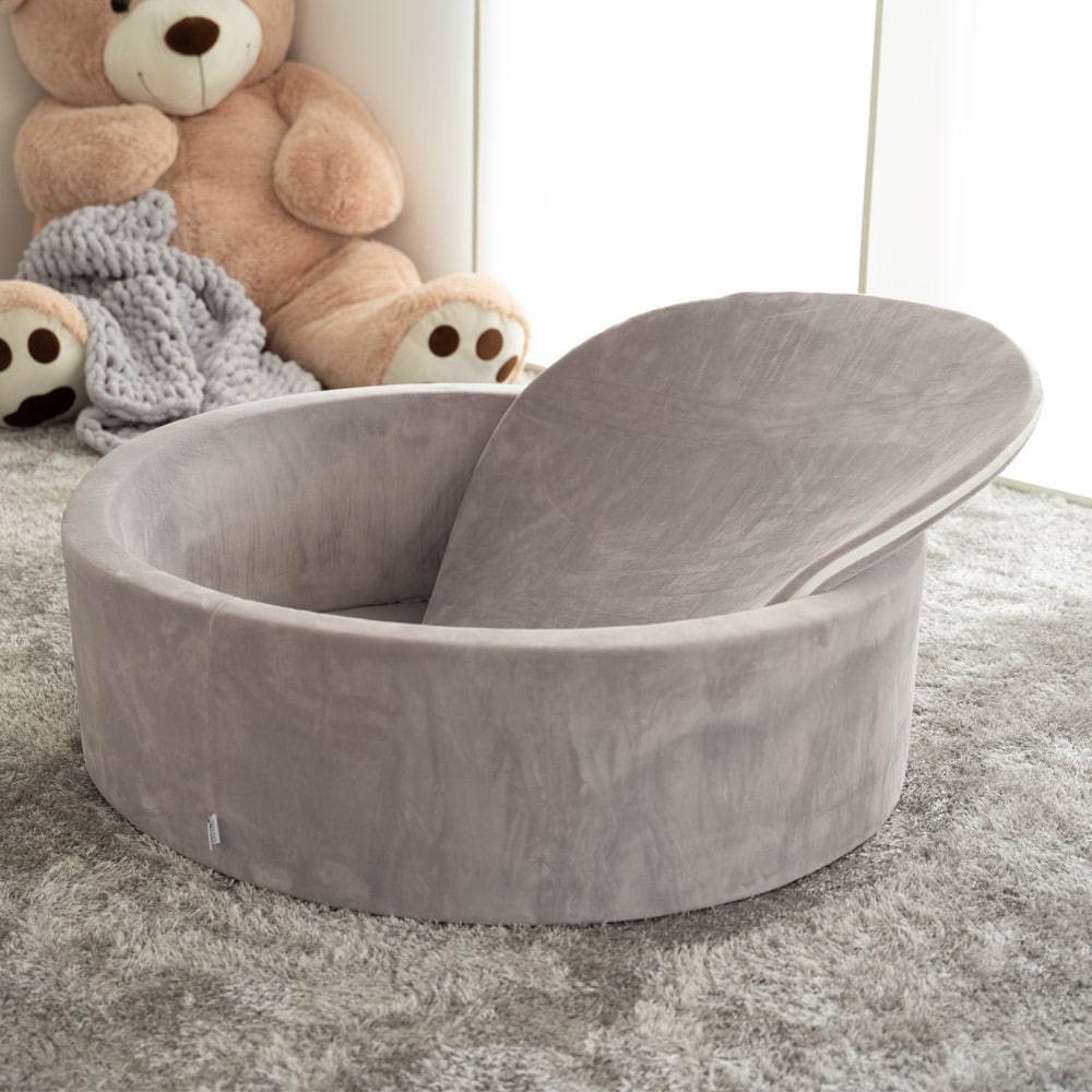 HOME DELUXE B&auml;llebad Samt TWIRL 100x100 cm Grau 