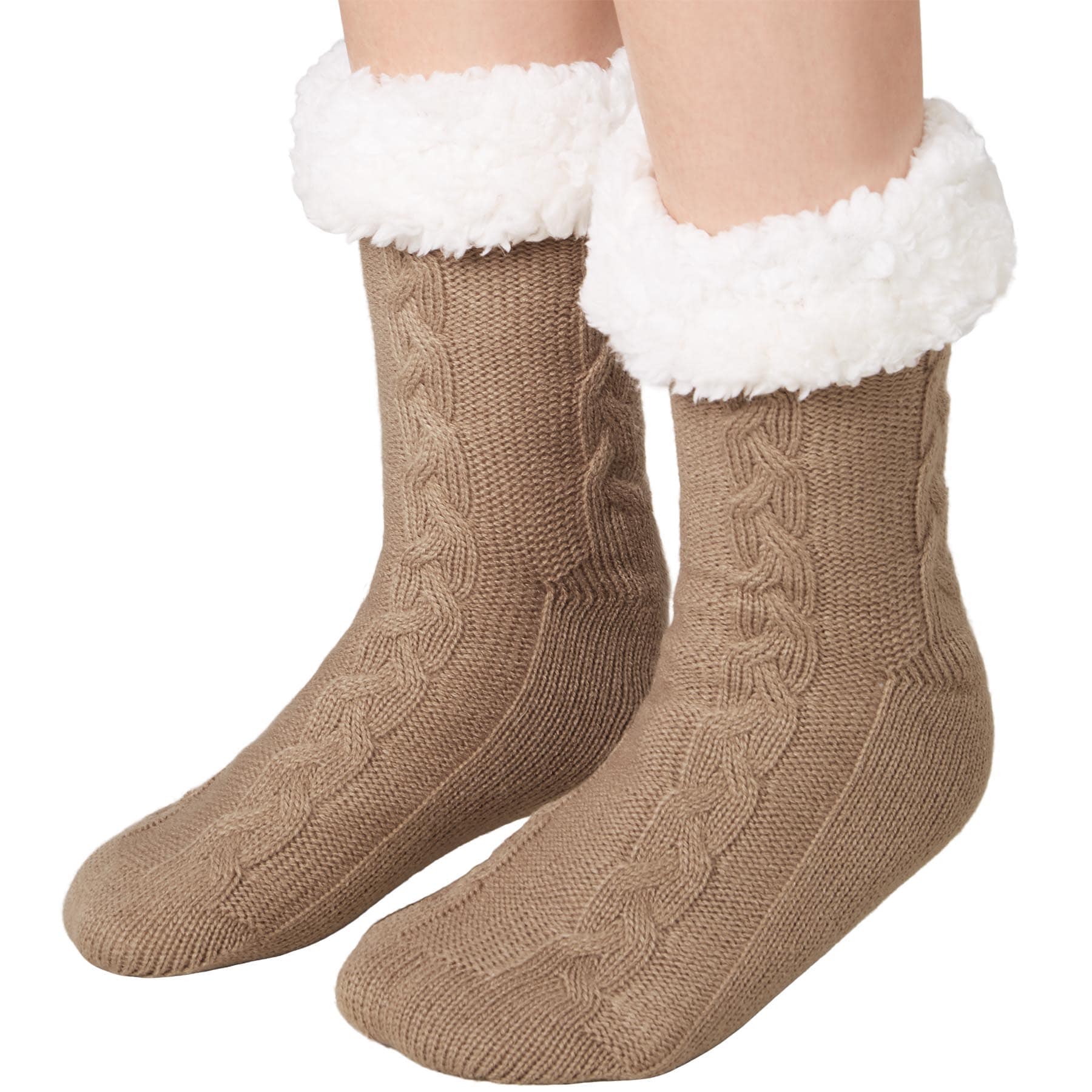 tectake&reg; Kuschelsocken mit Muster braun 