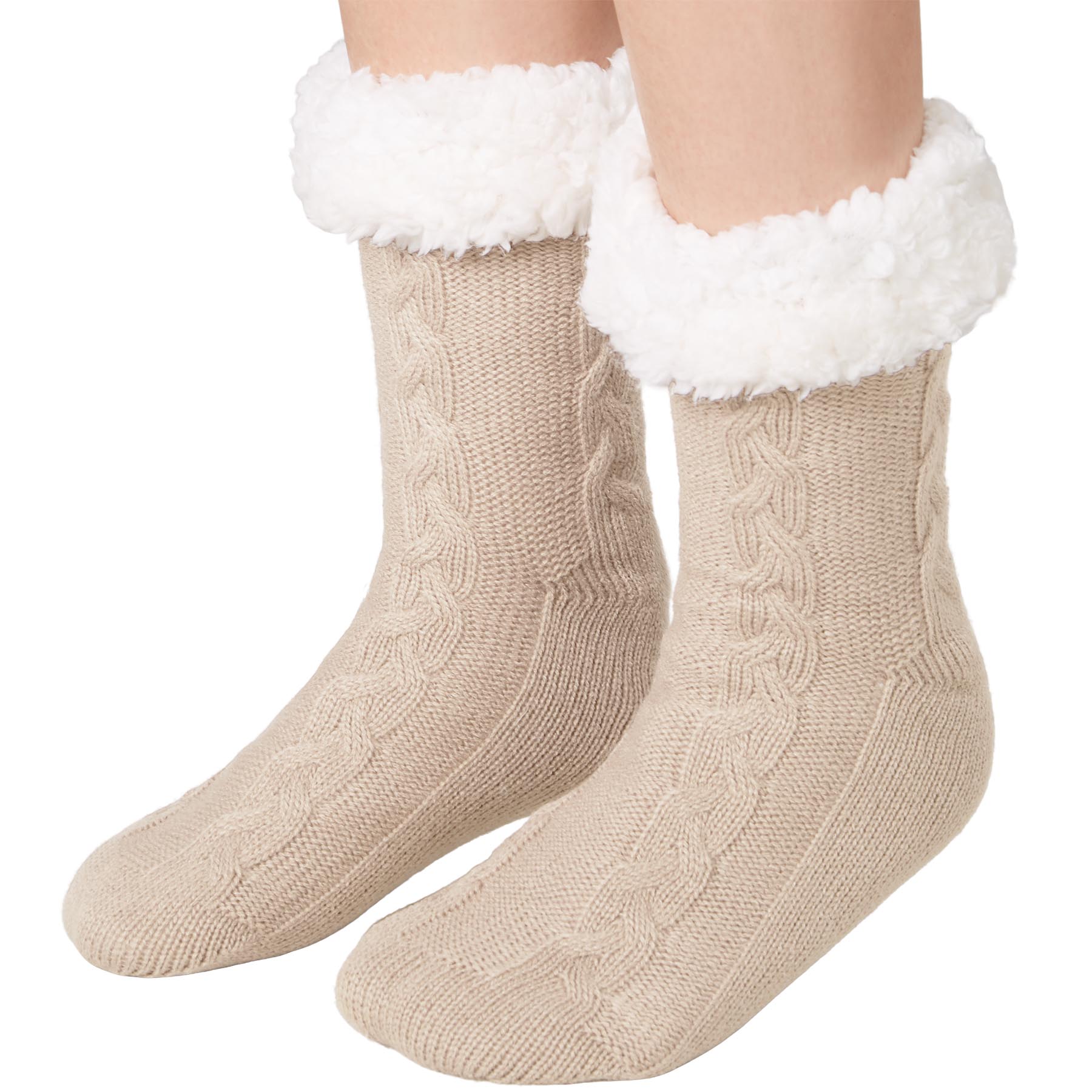 tectake&reg; Kuschelsocken mit Muster beige 