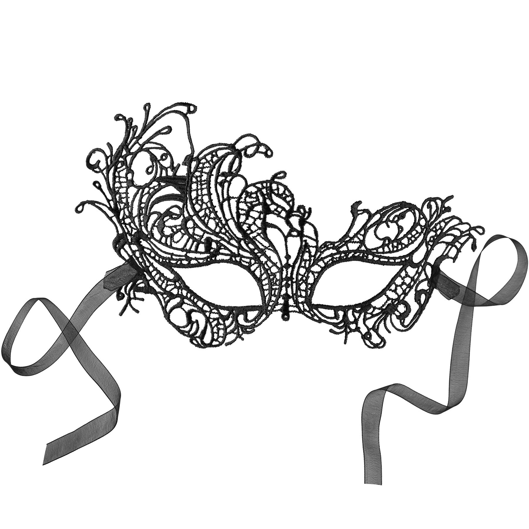 tectake&reg; Schwarze Spitzenmaske Pfau 