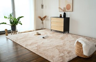 HOME DELUXE Hochflor Teppich SOFI 110x60 cm, Versch. Ausführungen - beige 