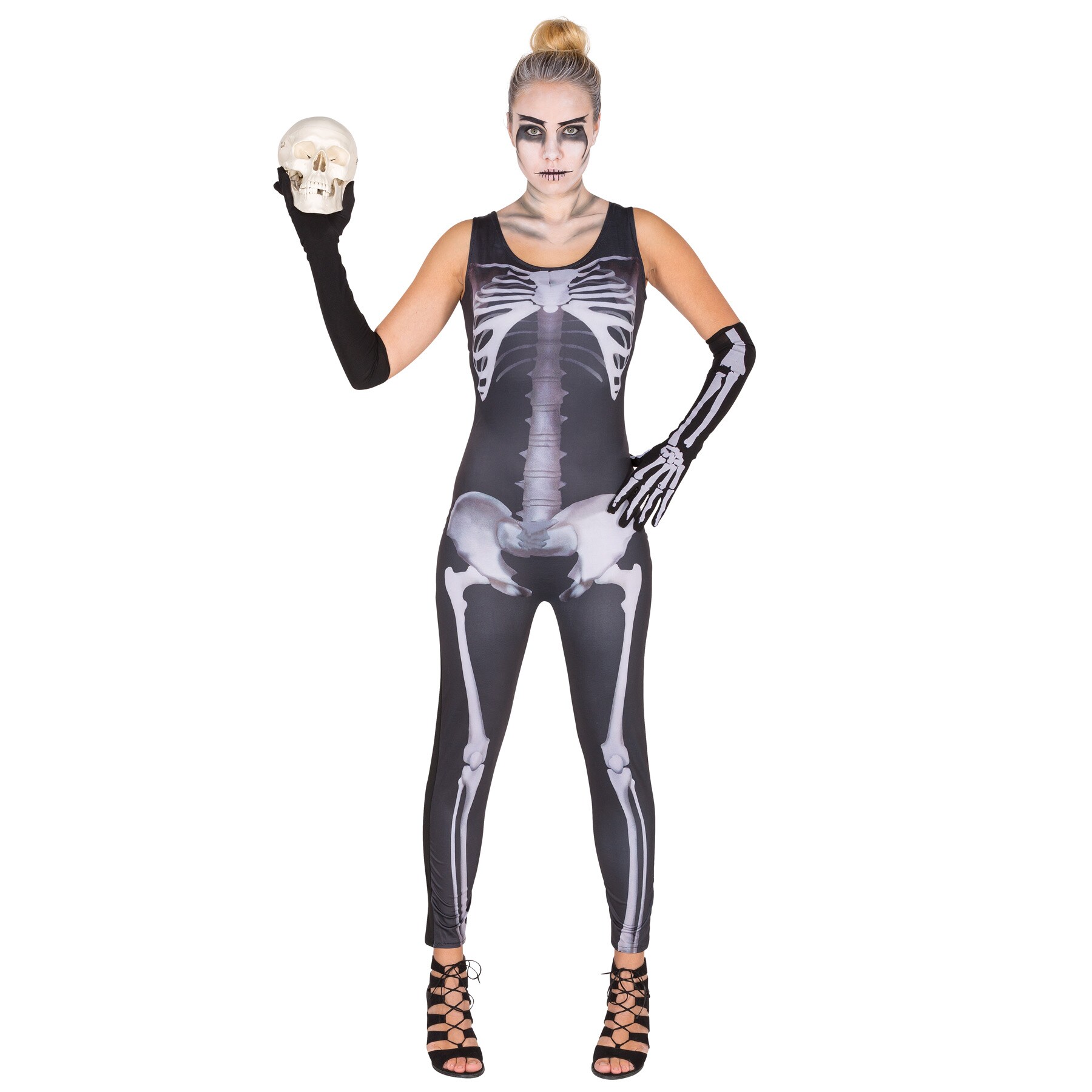tectake&reg; Frauenkost&uuml;m sexy Skelett Jumpsuit 