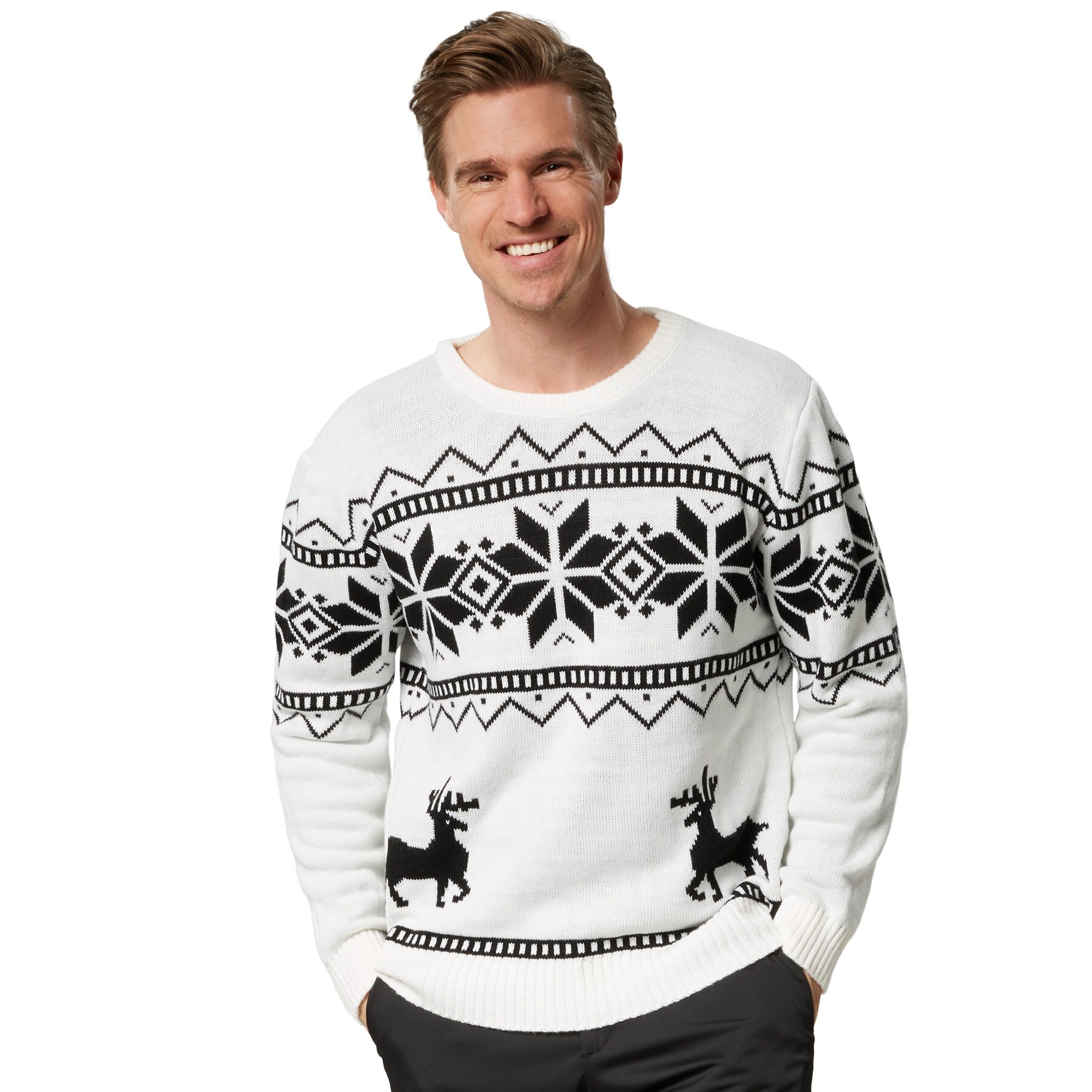 tectake&reg; Weihnachtspullover Winterland wei&szlig;-schwarz 