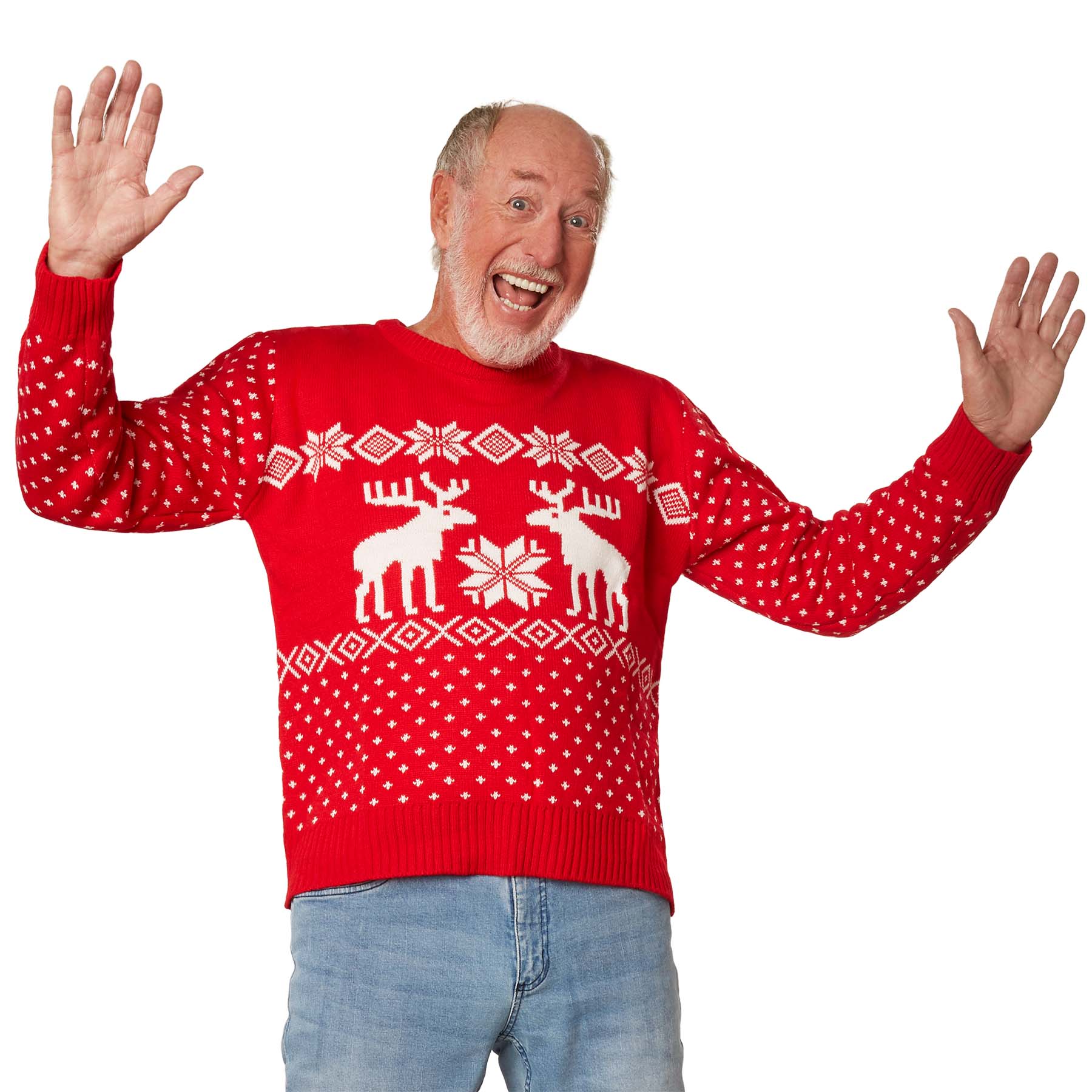 tectake&reg; Weihnachtspullover Schneegest&ouml;ber rot-wei&szlig; 
