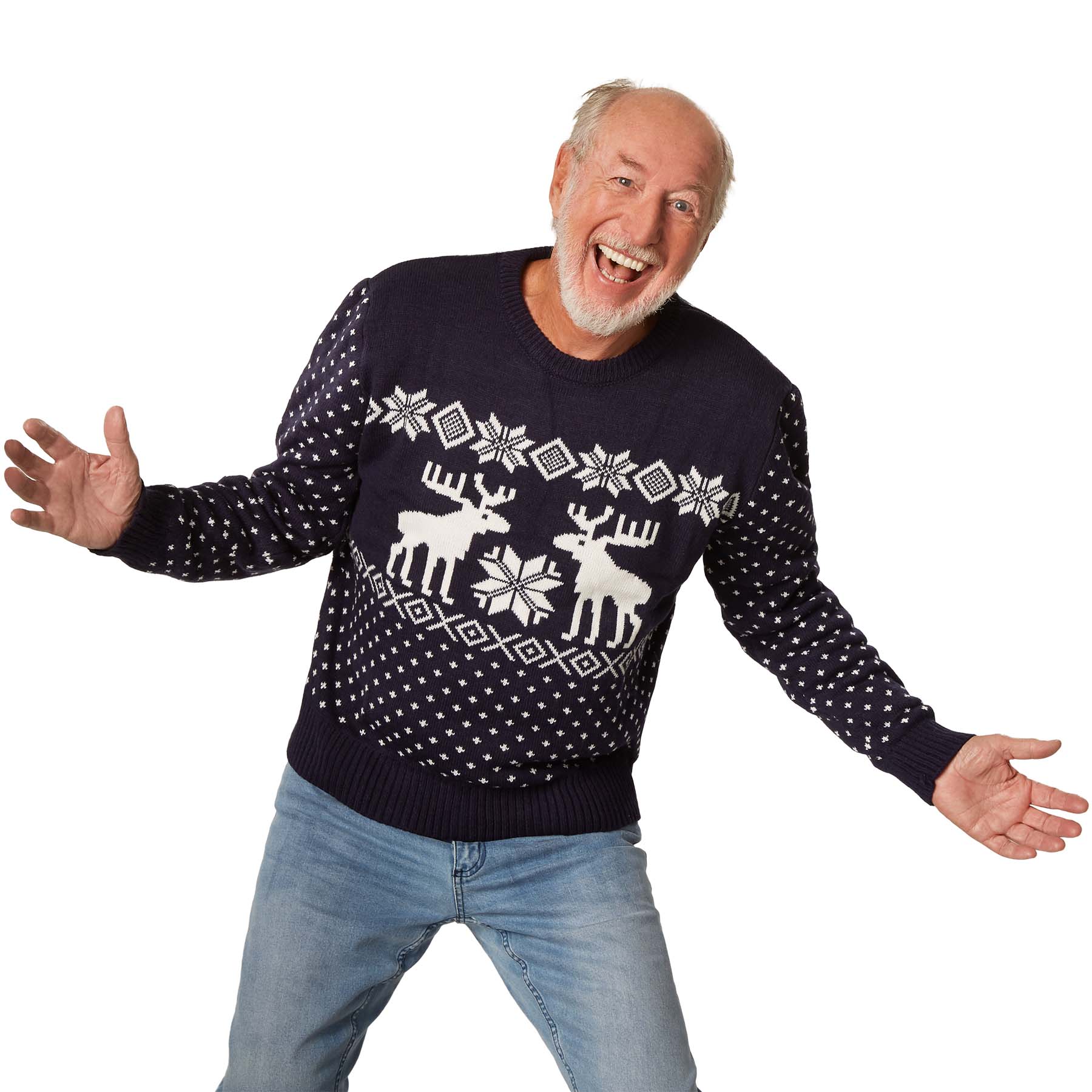 tectake&reg; Weihnachtspullover Schneegest&ouml;ber blau-wei&szlig; 